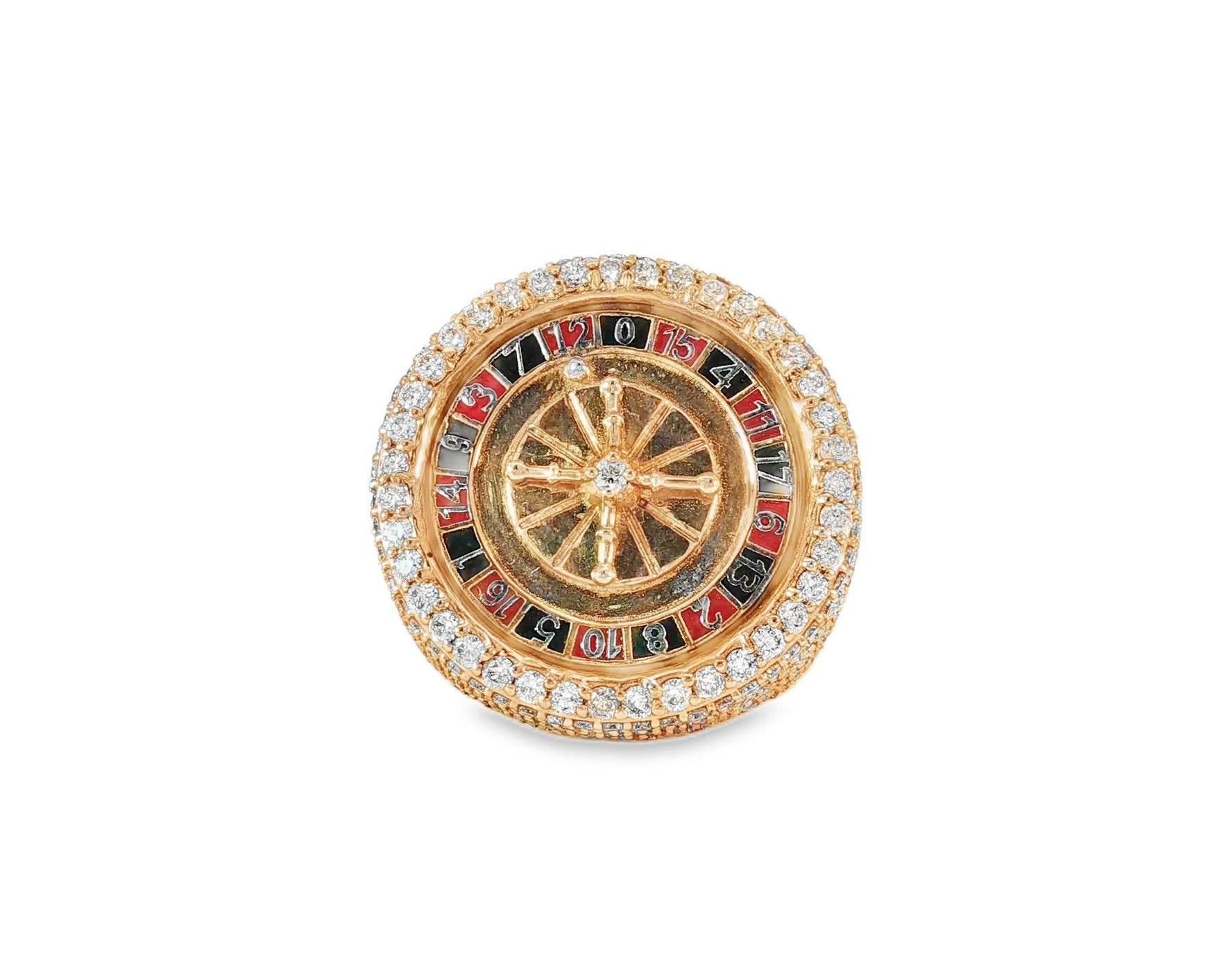 10k Gold Roulette - Style Men's Ring with Round Diamonds 6.34ct - AVI THE JEWELER