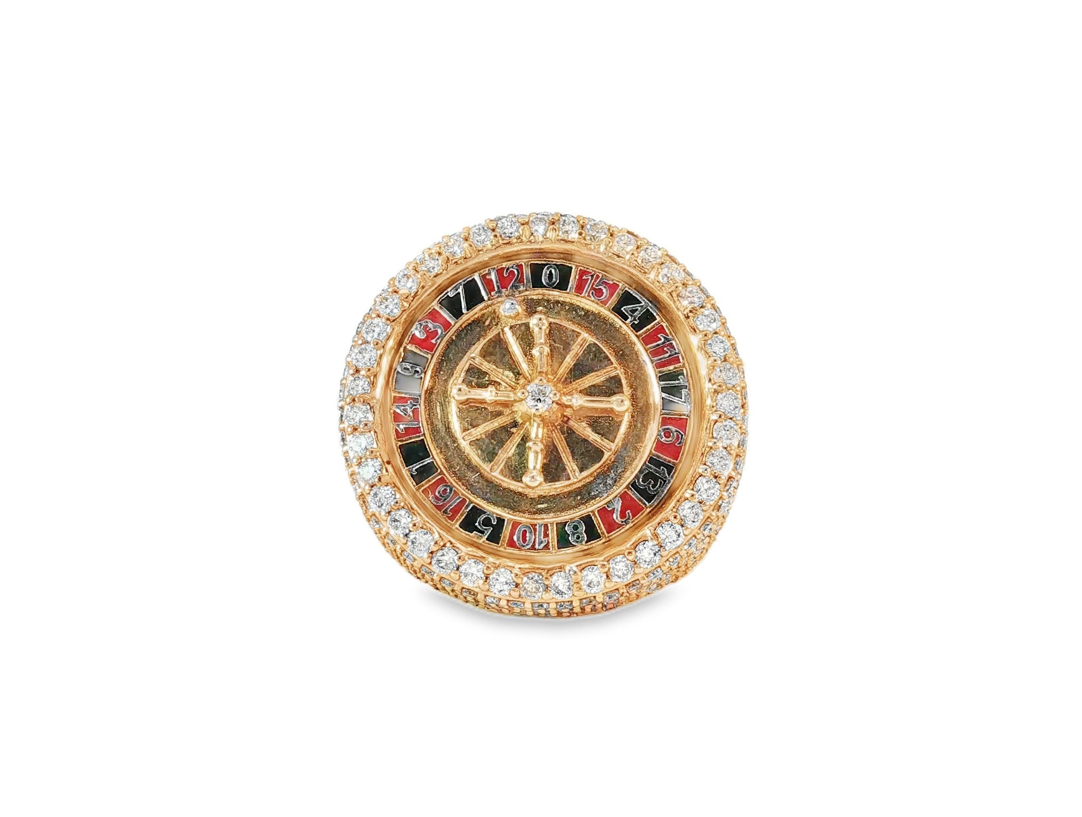 10k Gold Roulette - Style Men's Ring with Round Diamonds 6.34ct - AVI THE JEWELER