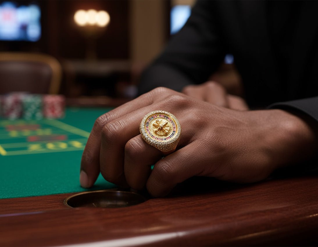 10k Gold Roulette - Style Men's Ring with Round Diamonds 6.34ct - AVI THE JEWELER