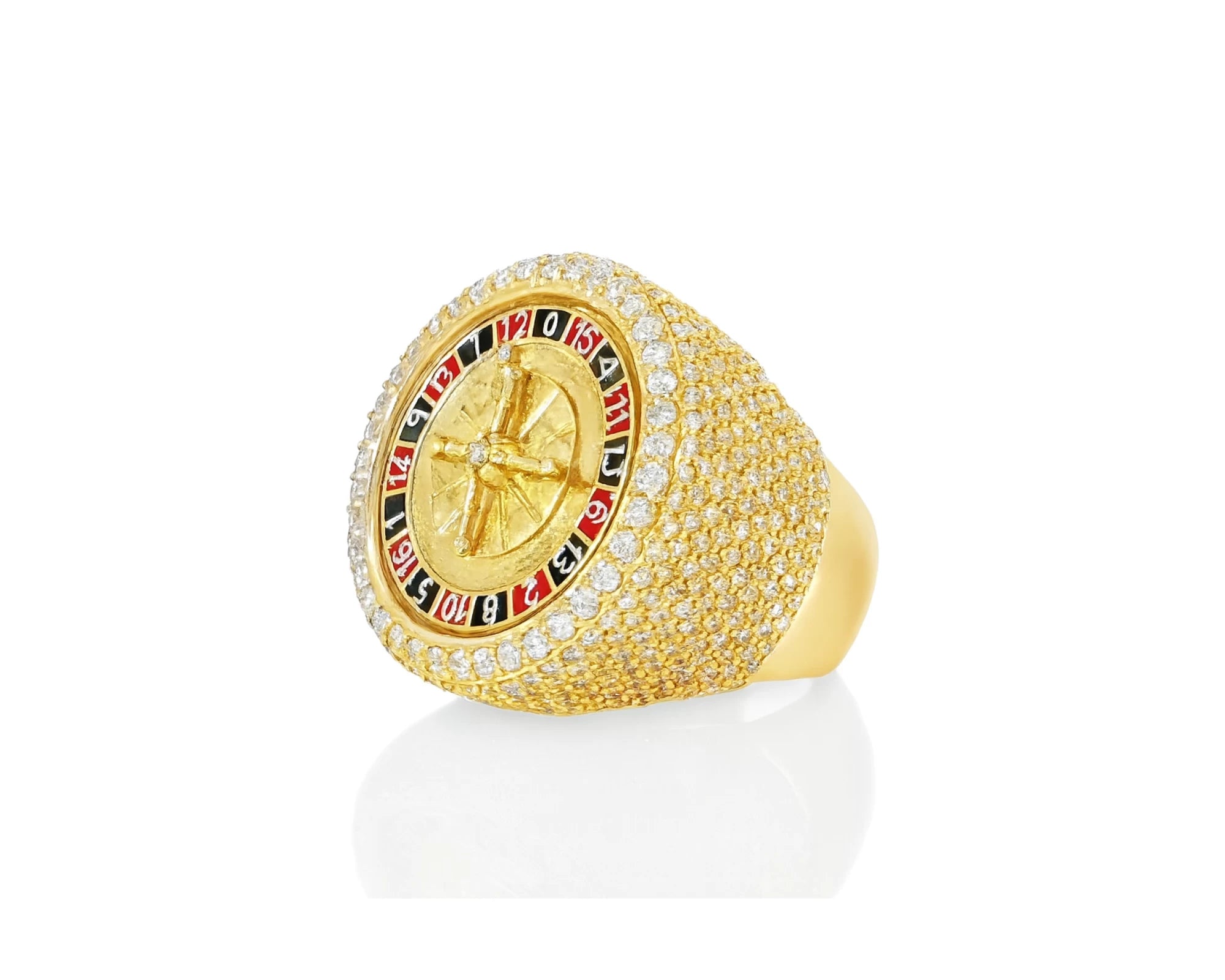 10k Gold Roulette-Style Men's Ring with Round Diamonds 6.34ct – lifestyle 1213