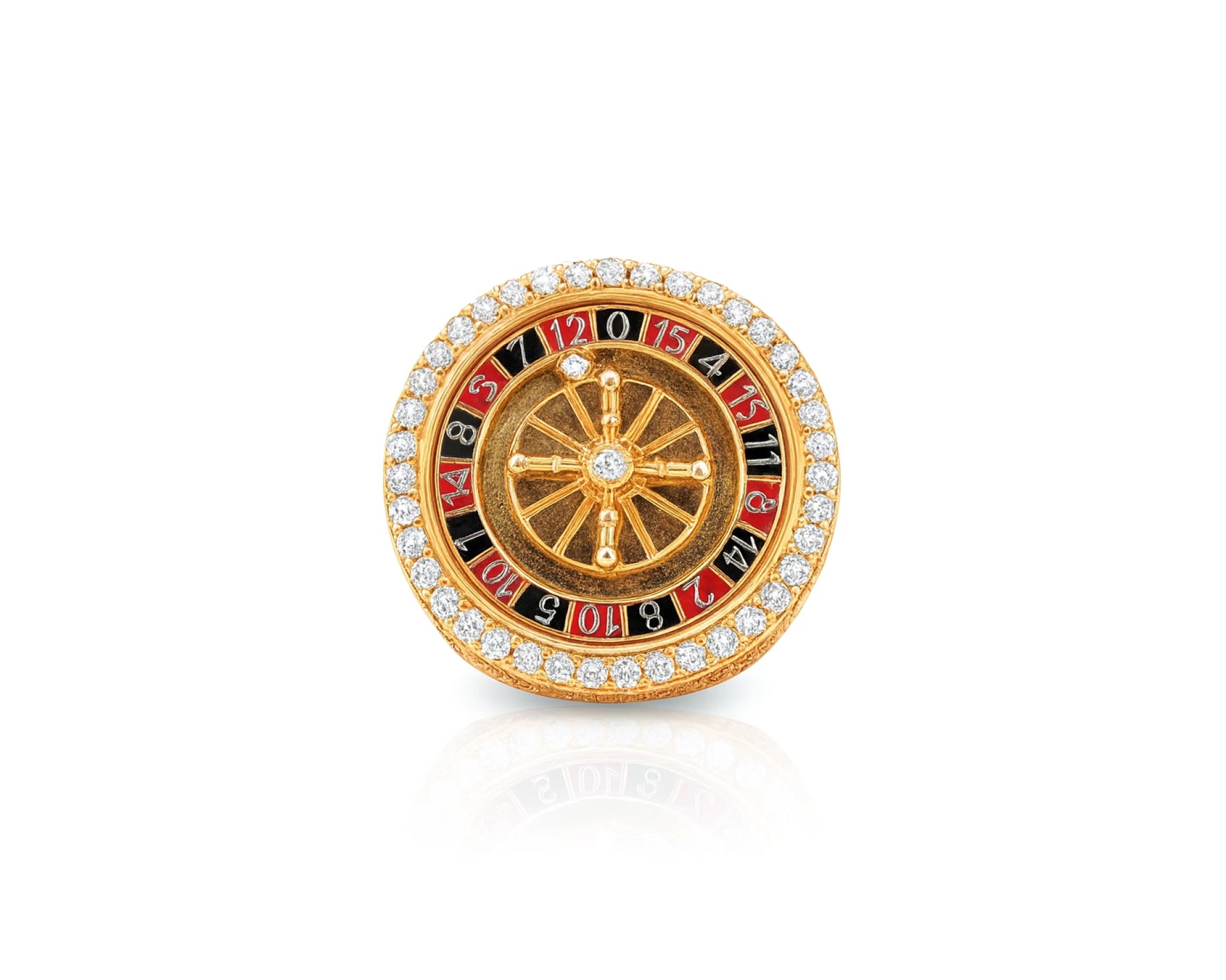 10k Gold Roulette-Style Men's Ring with Round Diamonds 6.34ct – lifestyle 1215