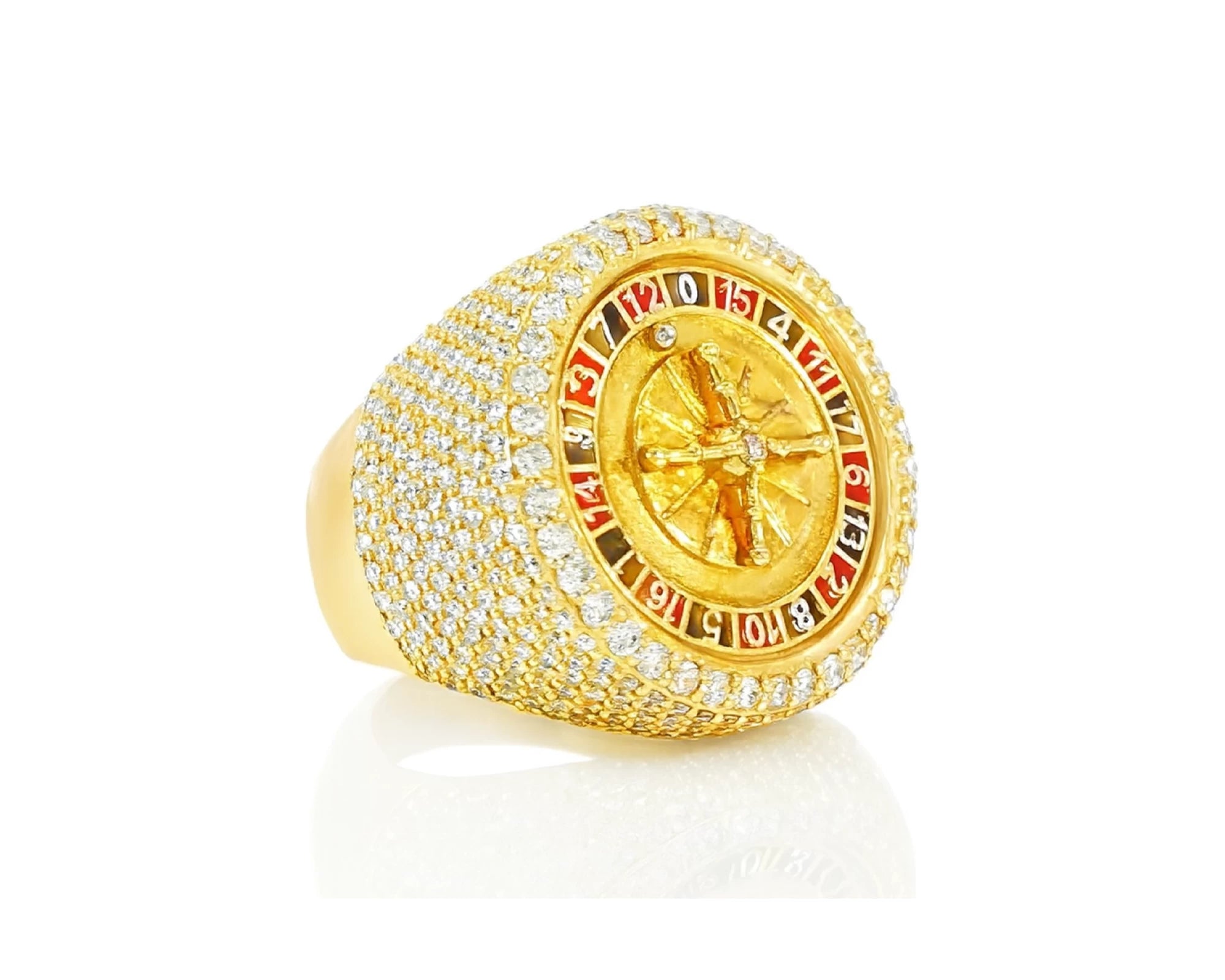 10k Gold Roulette-Style Men's Ring with Round Diamonds 6.34ct – lifestyle 1216