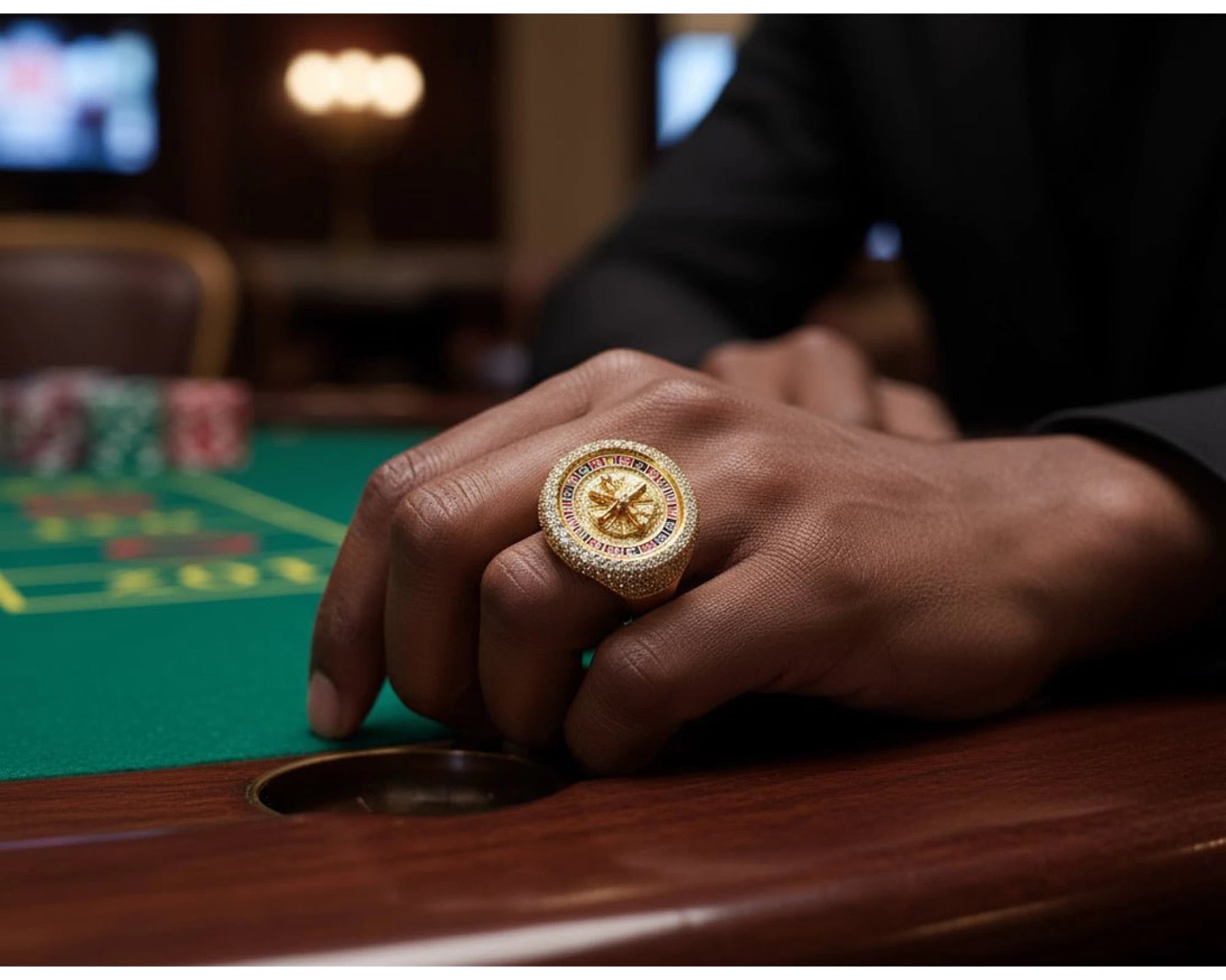 10k Gold Roulette-Style Men's Ring with Round Diamonds 6.34ct – view 2