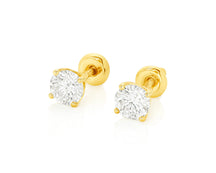 10K Gold Round Diamond Stud Earrings 0.76 CT