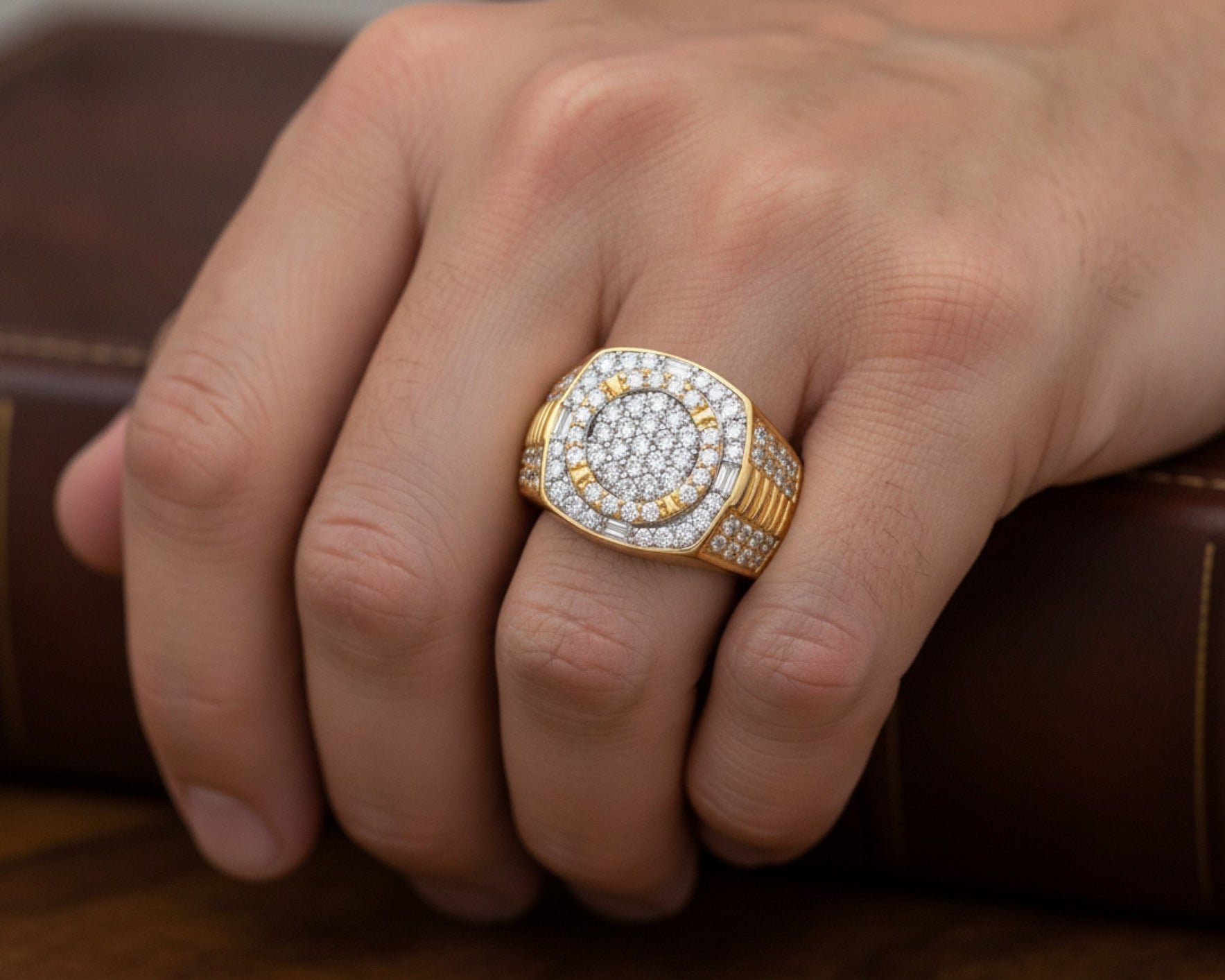 10k Gold Square Cushion Cluster Diamond Ring 1.20 ct – lifestyle 1267