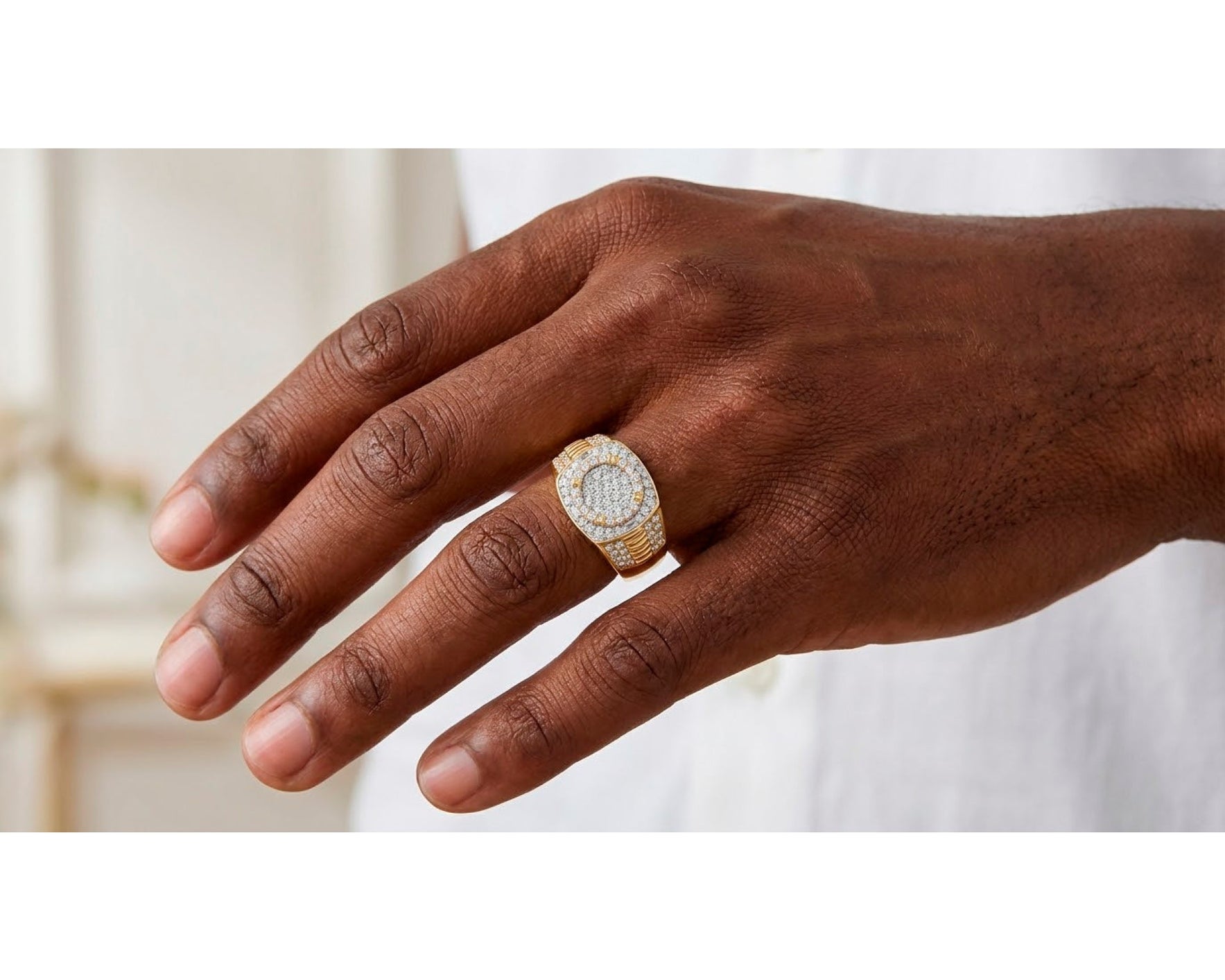 10k Gold Square Cushion Cluster Diamond Ring 1.20 ct – view 2