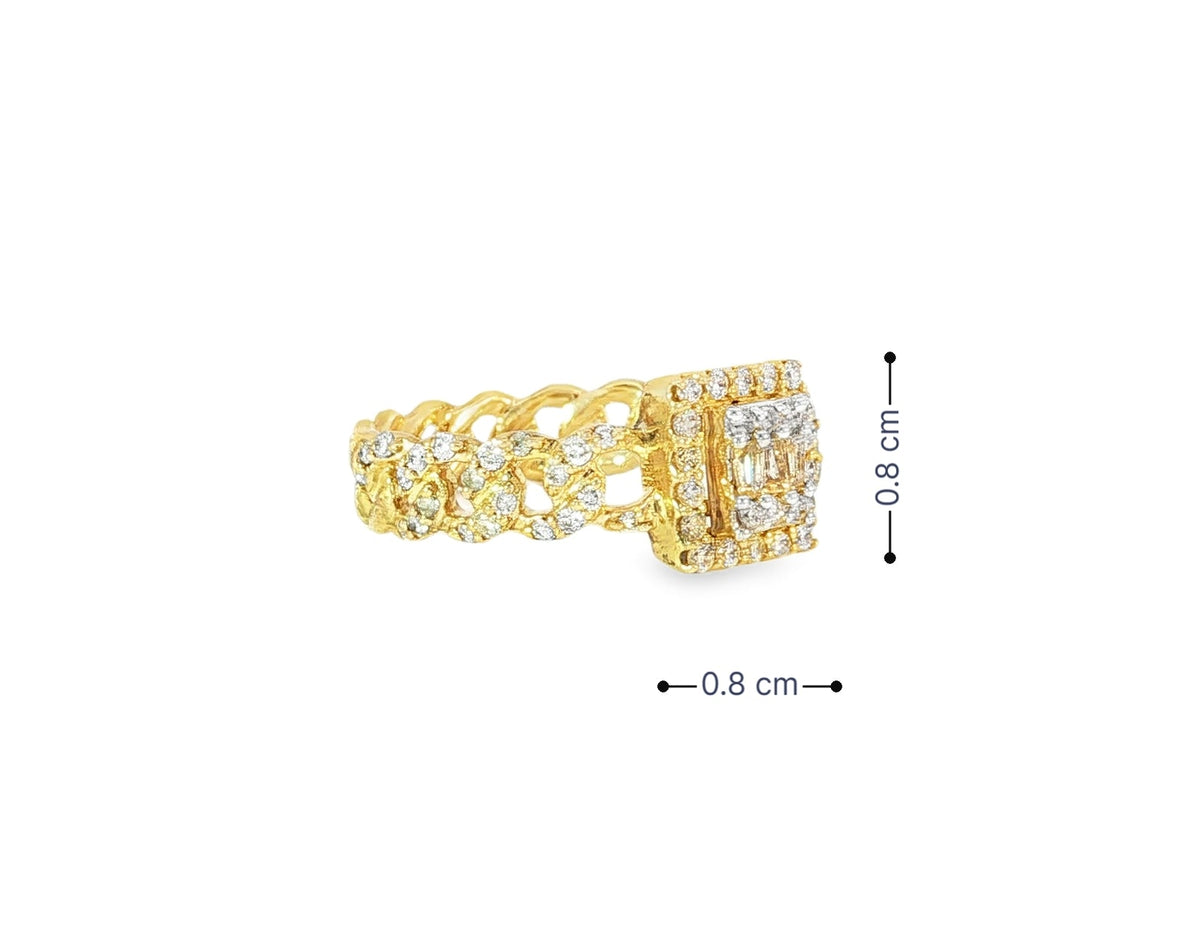10k Gold Square - Halo Cuban - Link Diamonds Ring 0.55ct - AVI THE JEWELER