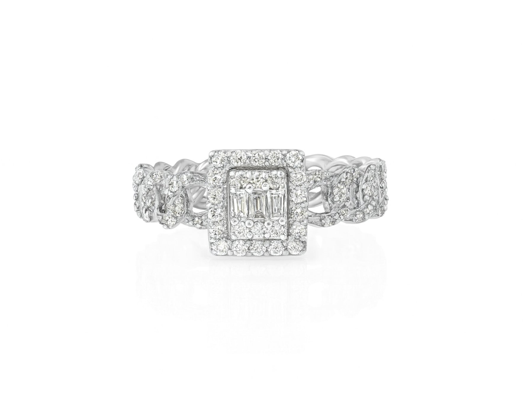 10k Gold Square-Halo Cuban-Link Diamonds Ring 0.55ct – lifestyle 475