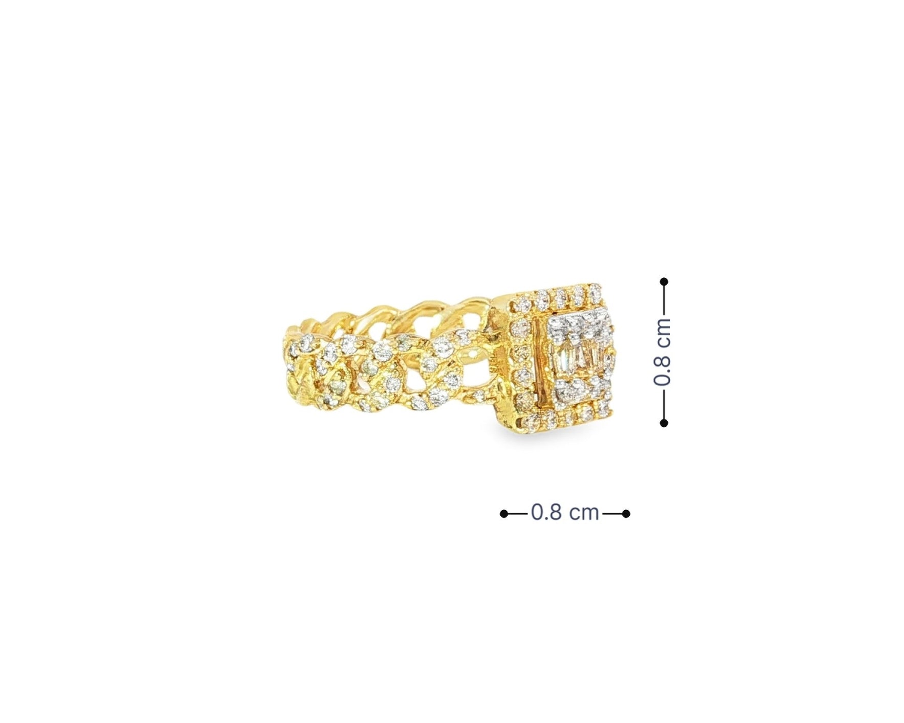 10k Gold Square-Halo Cuban-Link Diamonds Ring 0.55ct – view 6