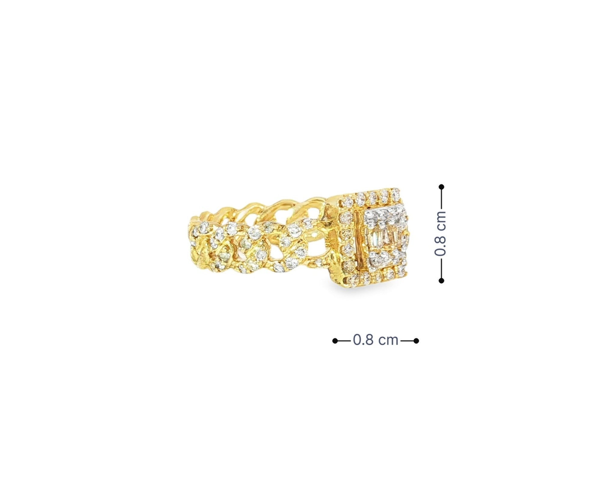 10k Gold Square-Halo Cuban-Link Diamonds Ring 0.55ct – view 6