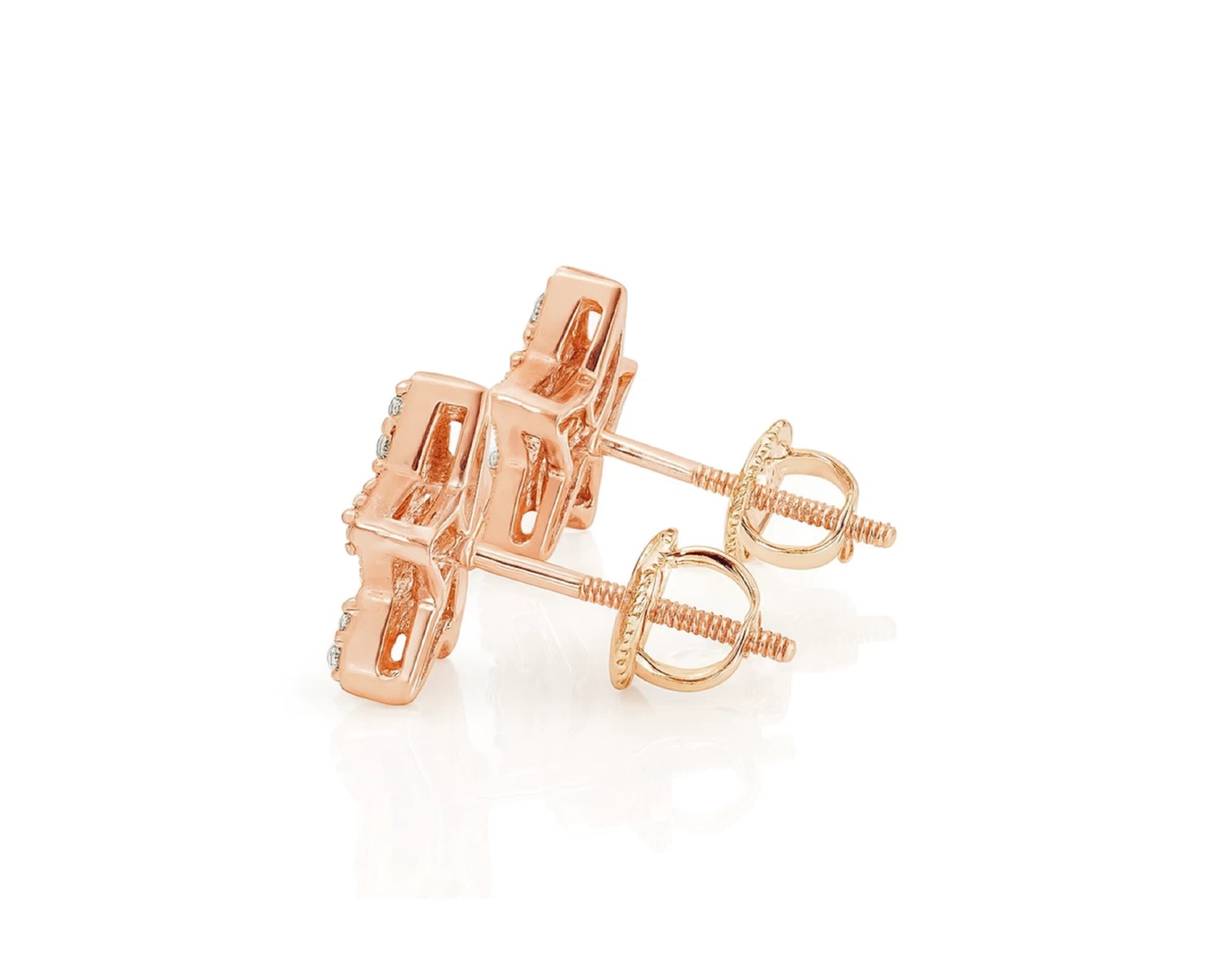 10K Gold Star Stud Earrings with Baguette Accents 0.40 CT – lifestyle 3446