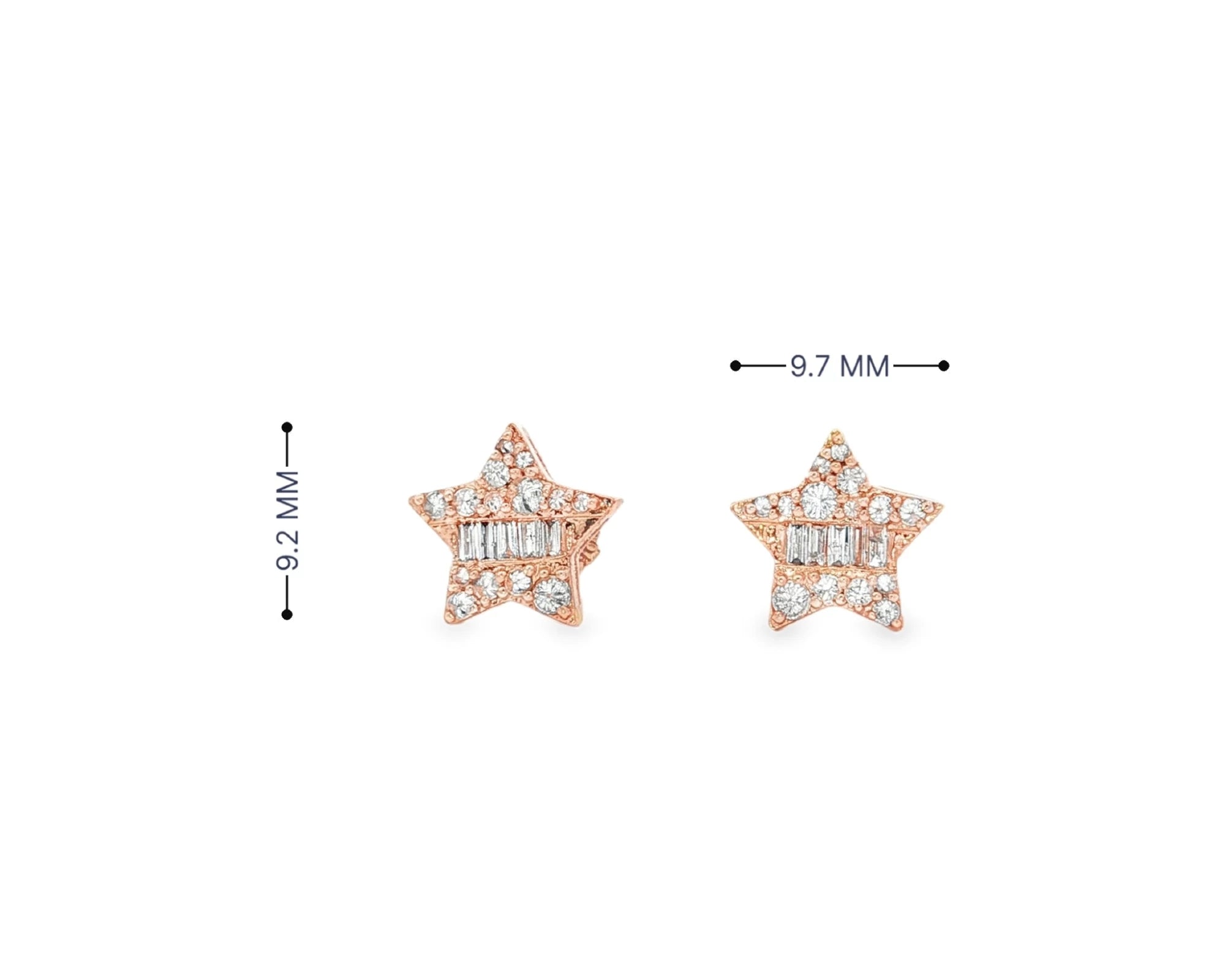 10K Gold Star Stud Earrings with Baguette Accents 0.40 CT – view 6