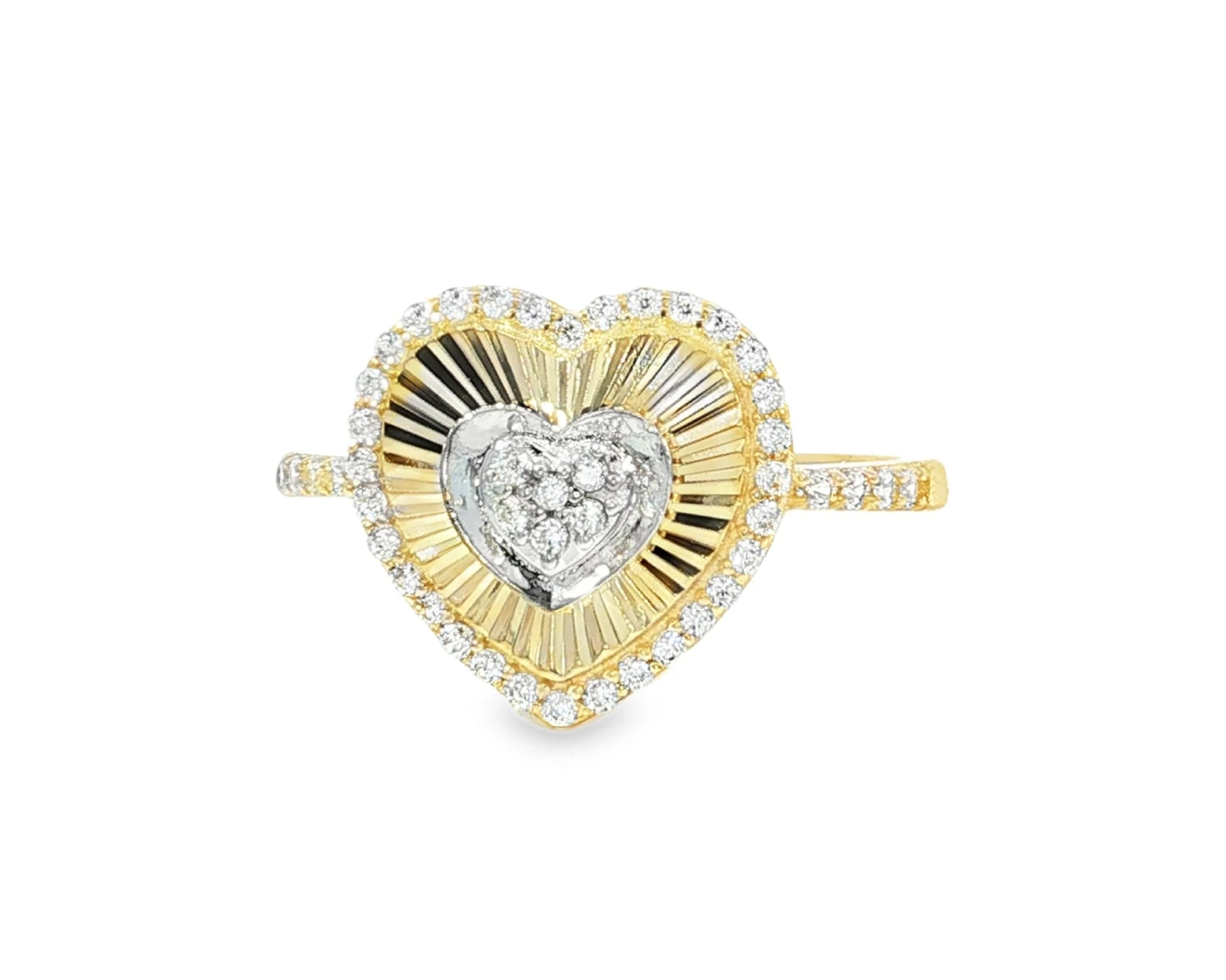 10K Gold Sunburst Heart Halo Cubic Zirconia Ring – lifestyle 2932
