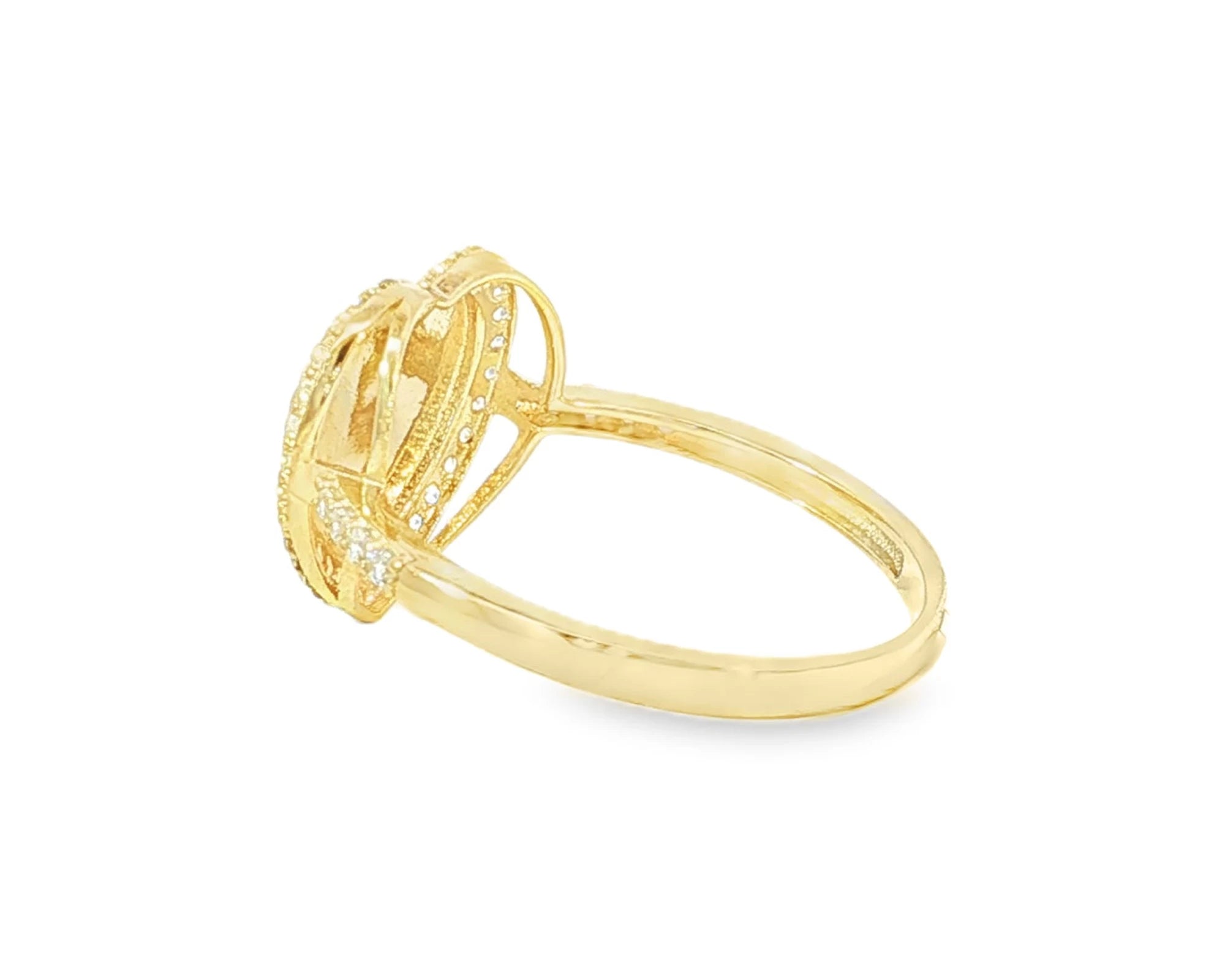10K Gold Sunburst Heart Halo Cubic Zirconia Ring – lifestyle 2935