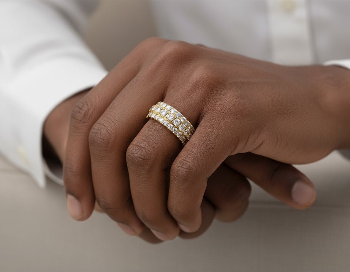 10k Gold Three - Row Diamond Ring with Graduated Round Cut 6.19ct - AVI THE JEWELER