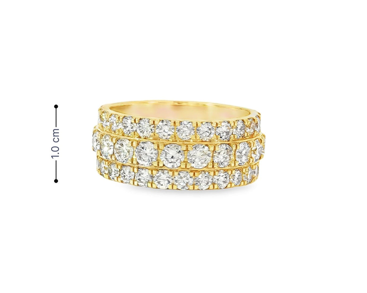 10k Gold Three - Row Diamond Ring with Graduated Round Cut 6.19ct - AVI THE JEWELER
