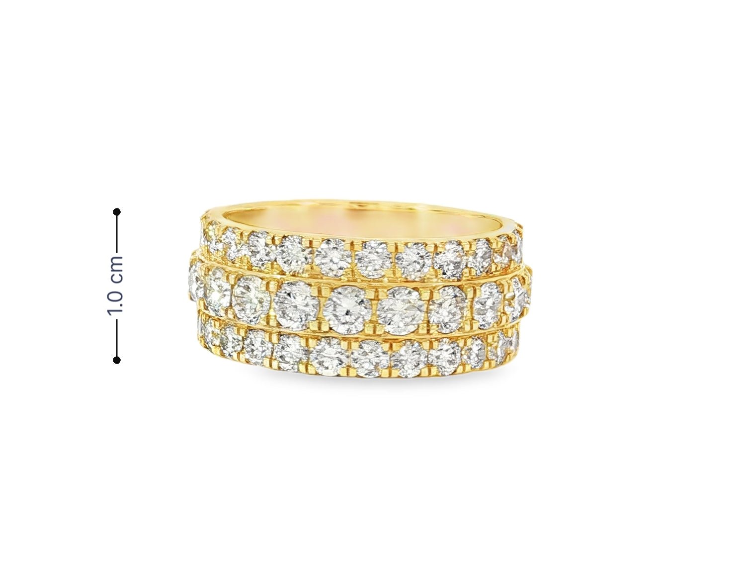 10k Gold Three - Row Diamond Ring with Graduated Round Cut 6.19ct - AVI THE JEWELER