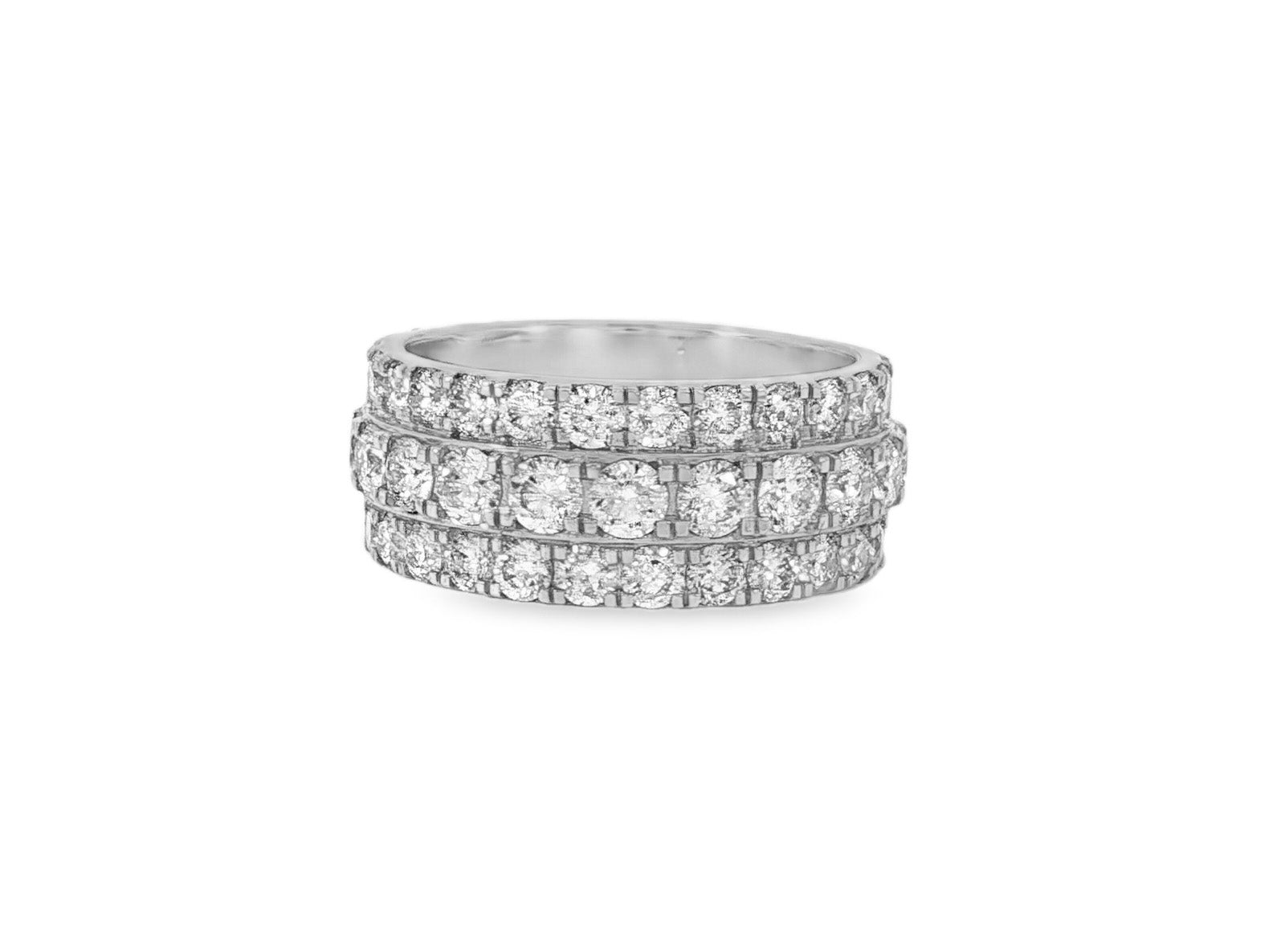 10k Gold Three - Row Diamond Ring with Graduated Round Cut 6.19ct - AVI THE JEWELER