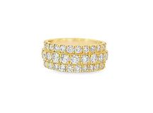 10k Gold Three-Row Diamond Ring with Graduated Round Cut 6.19ct