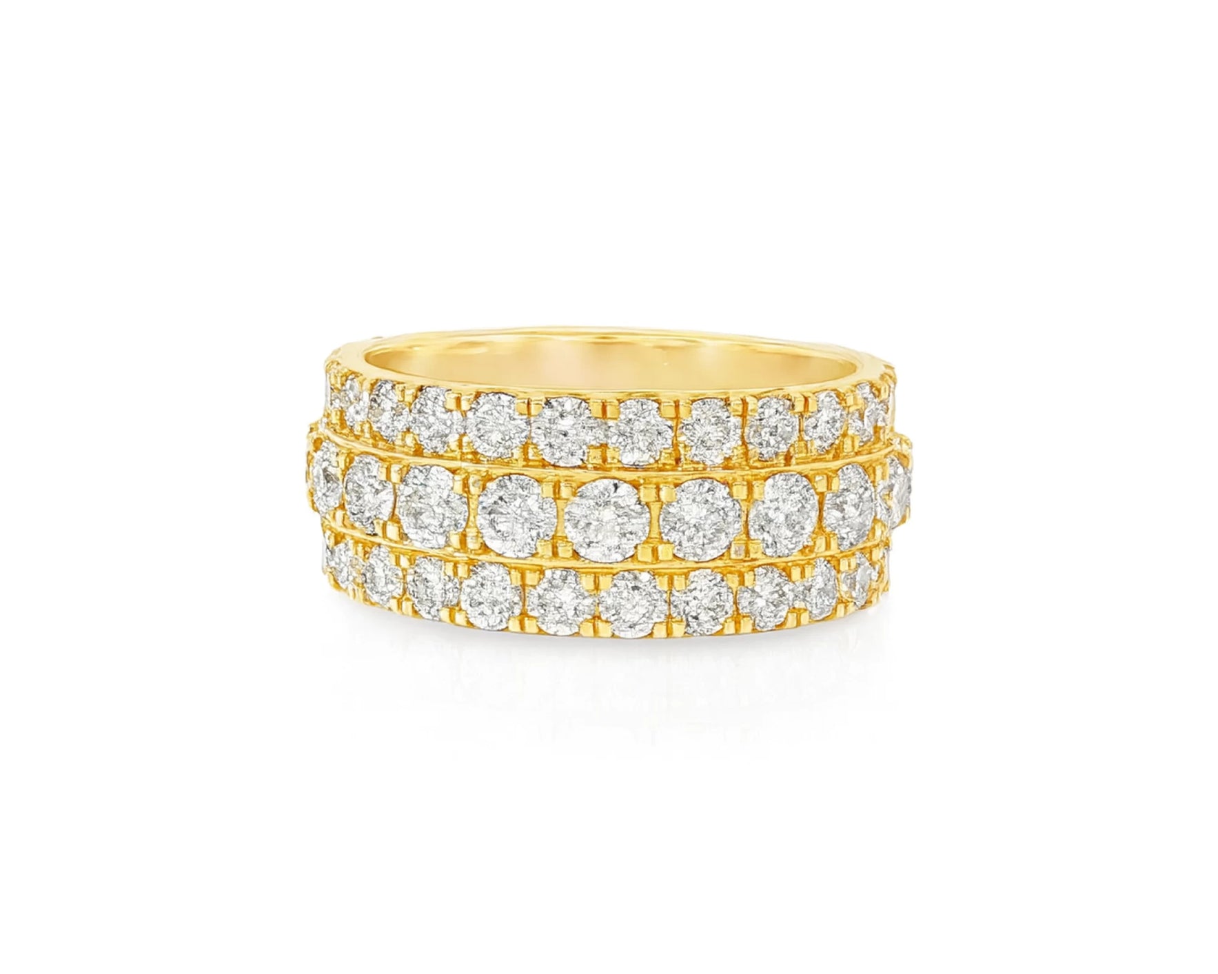 10k Gold Three-Row Diamond Ring with Graduated Round Cut 6.19ct – lifestyle 1623
