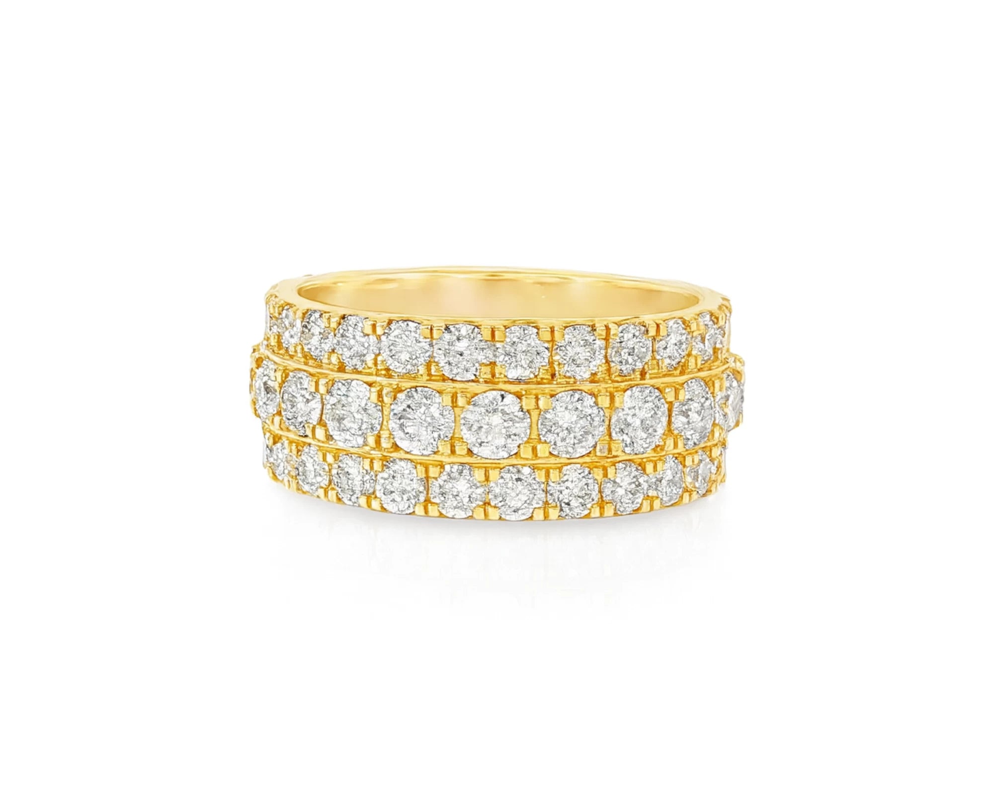 10k Gold Three-Row Diamond Ring with Graduated Round Cut 6.19ct – lifestyle 1623