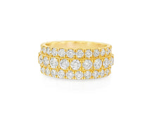 10k Gold Three-Row Diamond Ring with Graduated Round Cut 6.19ct