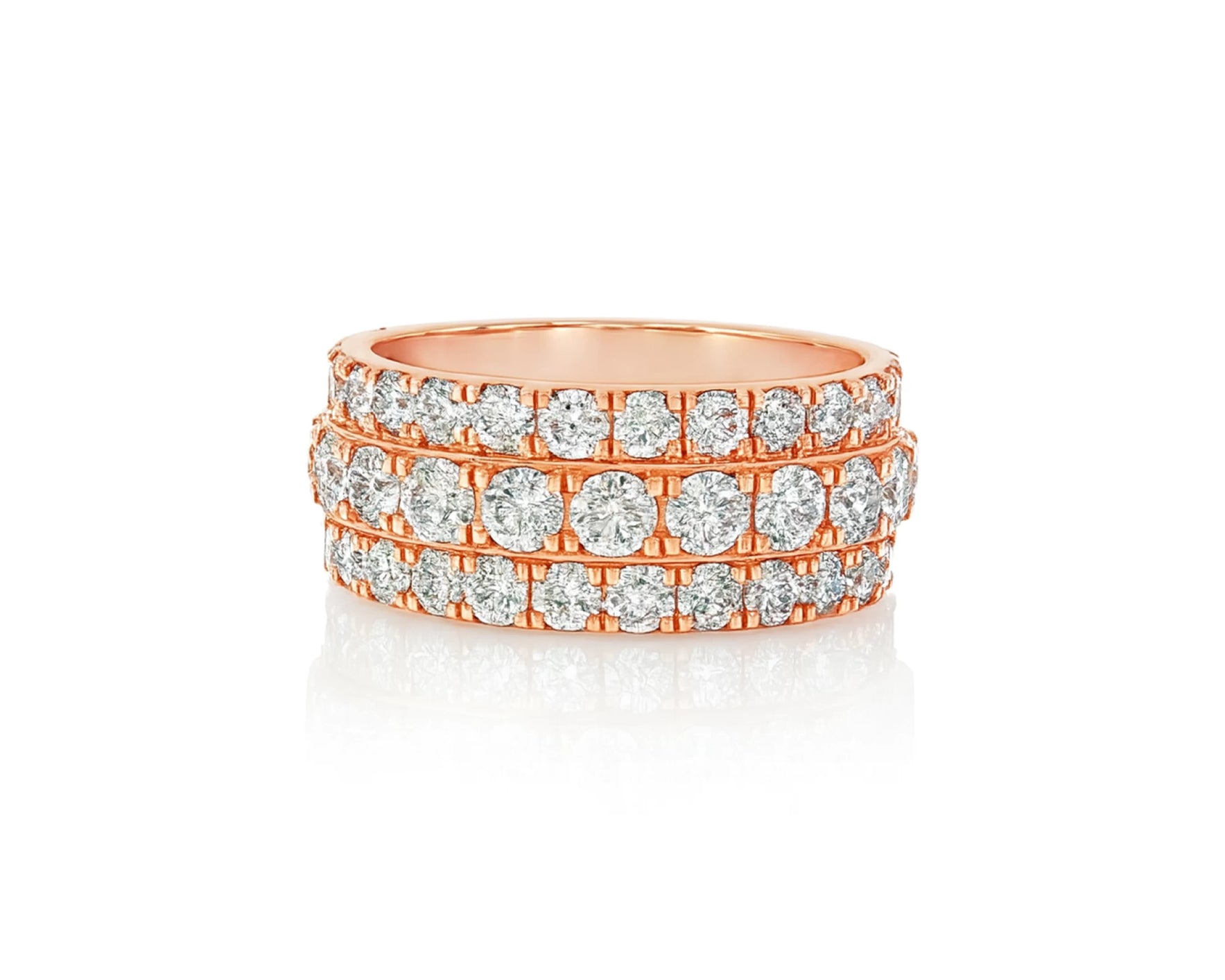 10k Gold Three-Row Diamond Ring with Graduated Round Cut 6.19ct – lifestyle 1624