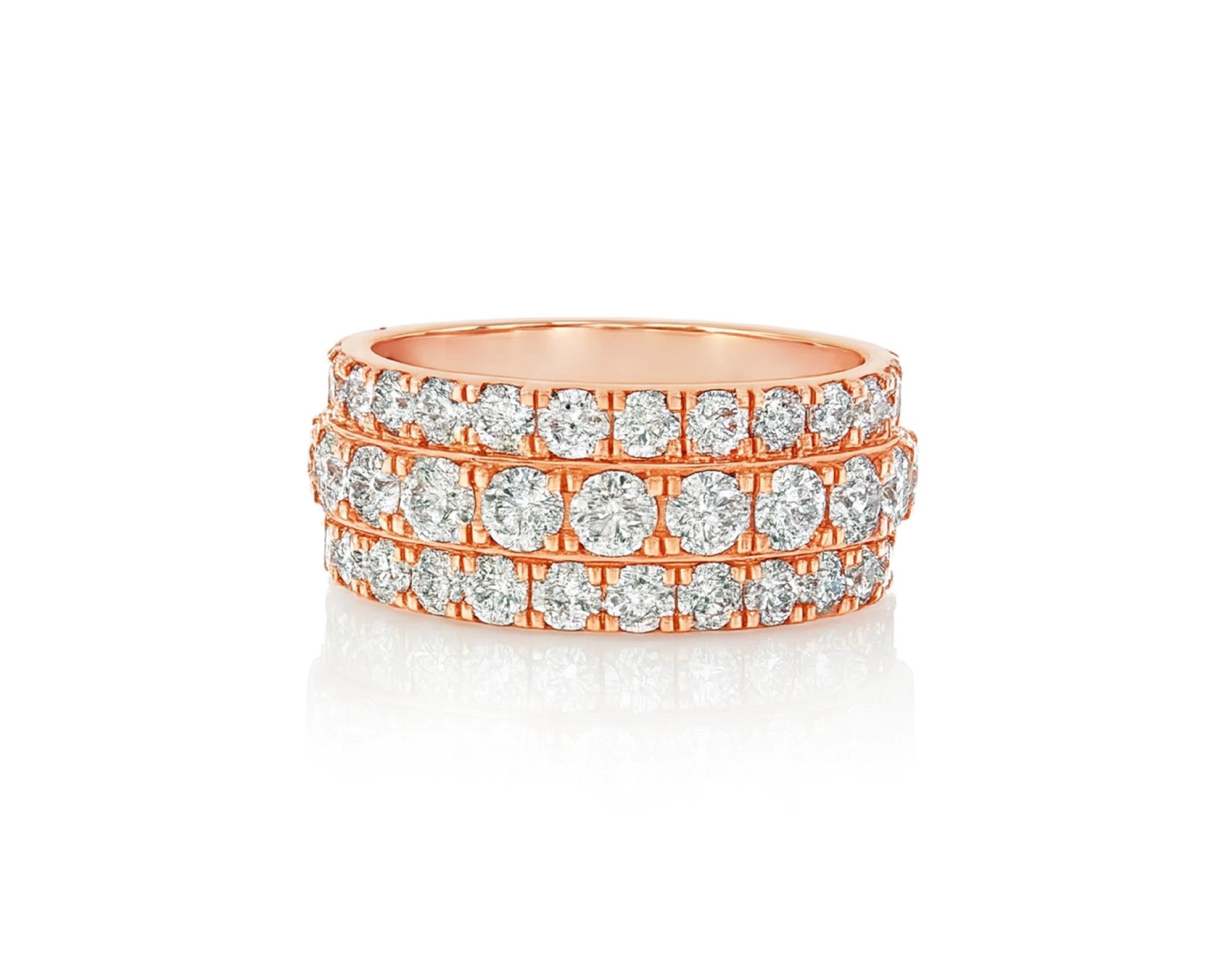 10k Gold Three-Row Diamond Ring with Graduated Round Cut 6.19ct – lifestyle 1624