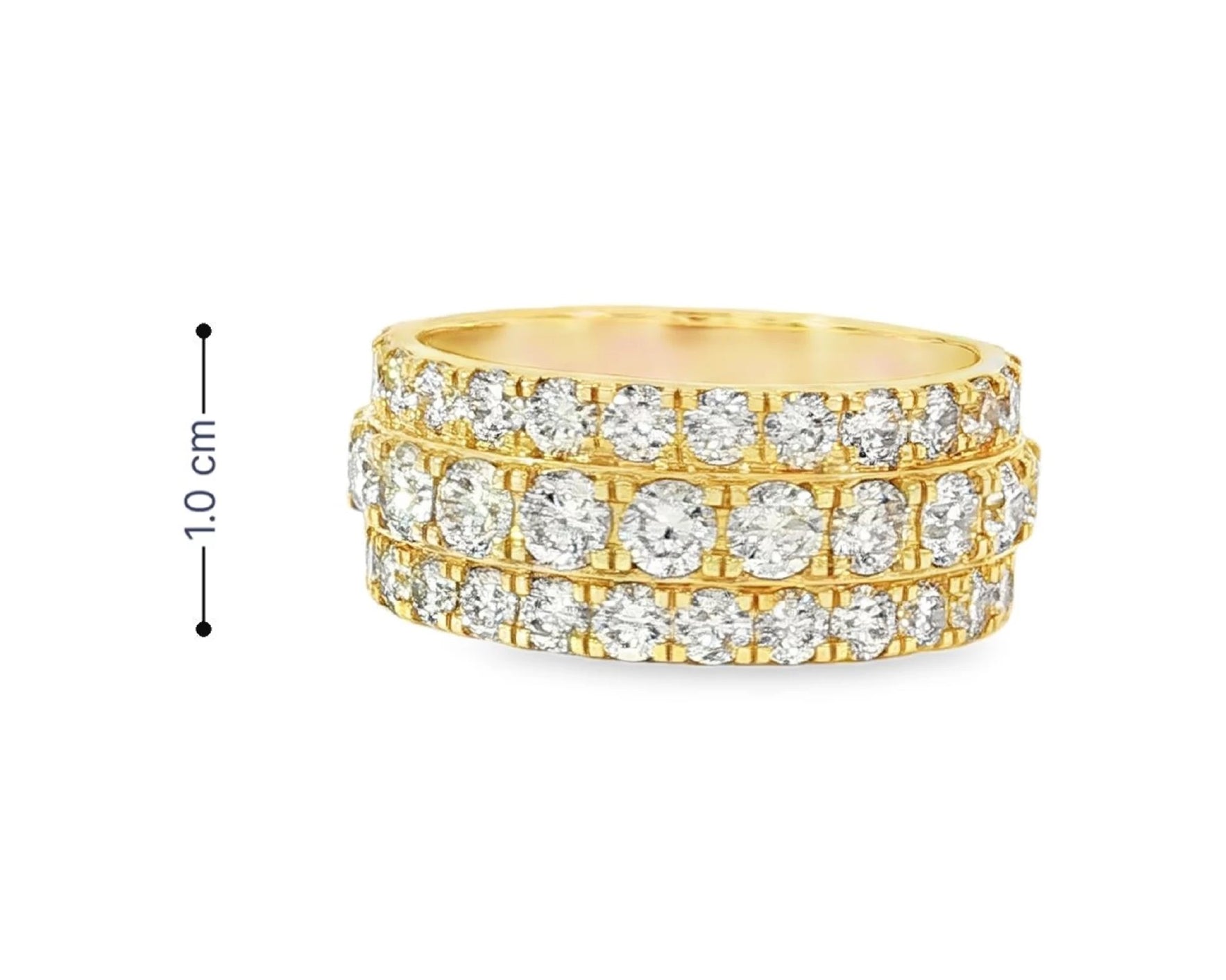 10k Gold Three-Row Diamond Ring with Graduated Round Cut 6.19ct – lifestyle 3042