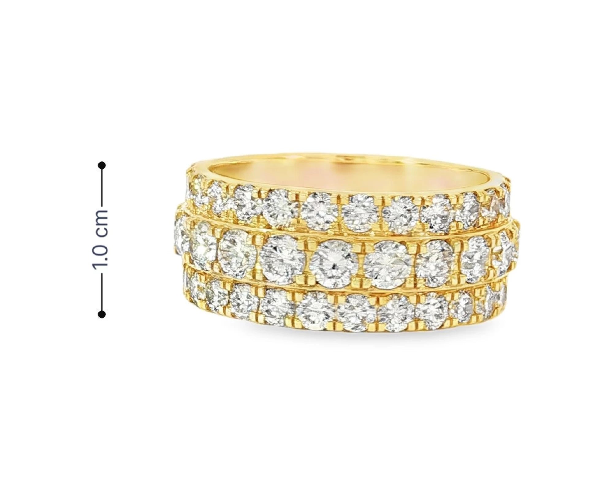 10k Gold Three-Row Diamond Ring with Graduated Round Cut 6.19ct – lifestyle 3042