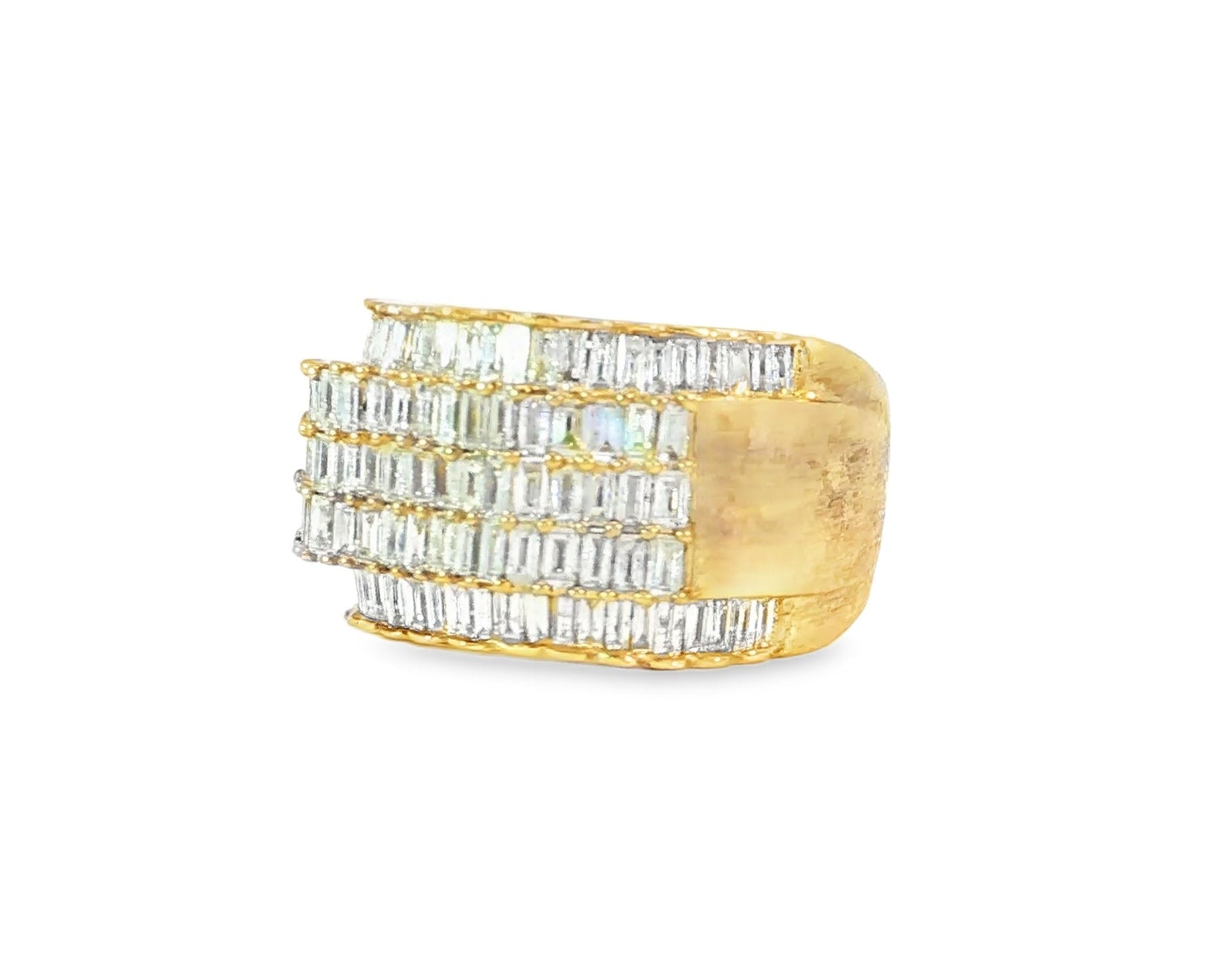 10K Gold Wide Baguette Diamond Ring with Clean Row Setting 3.00ct - AVI THE JEWELER