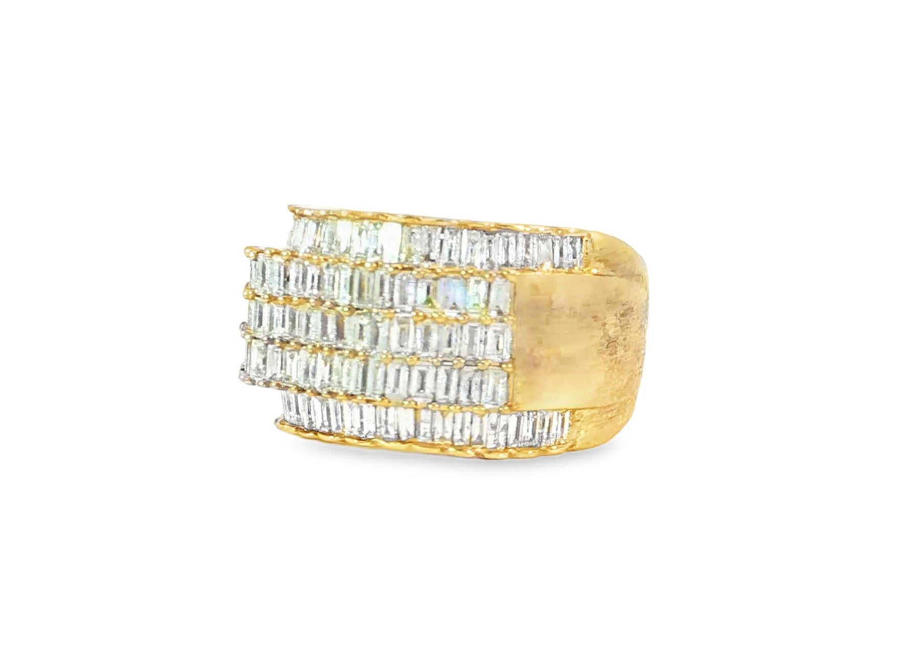 10K Gold Wide Baguette Diamond Ring with Clean Row Setting 3.00ct - AVI THE JEWELER