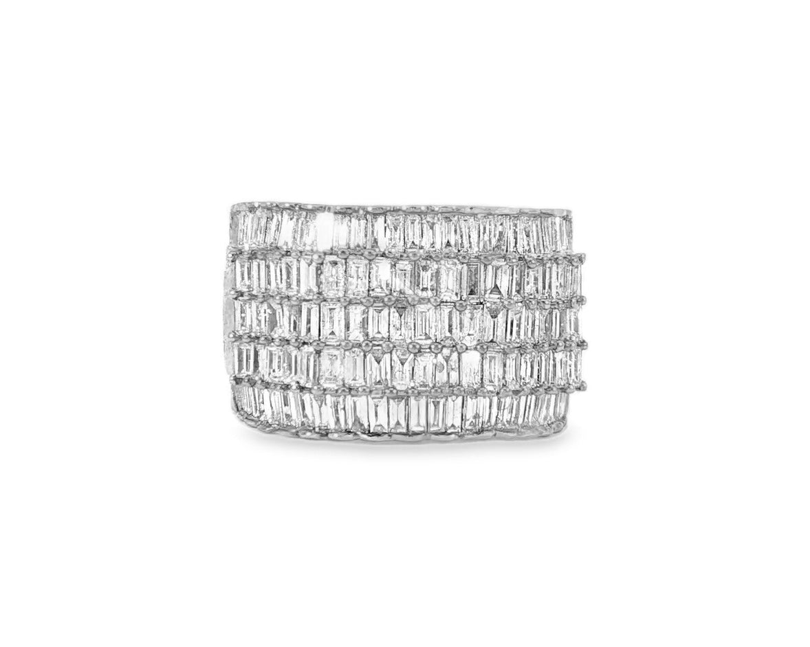 10K Gold Wide Baguette Diamond Ring with Clean Row Setting 3.00ct - AVI THE JEWELER