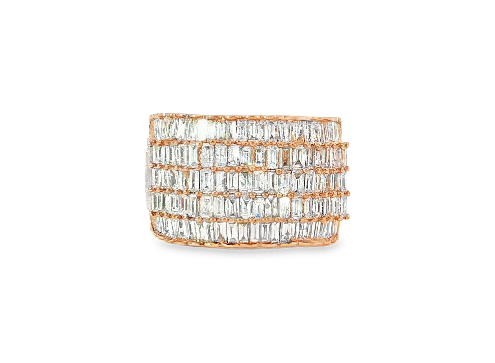 10K Gold Wide Baguette Diamond Ring with Clean Row Setting 3.00ct - AVI THE JEWELER
