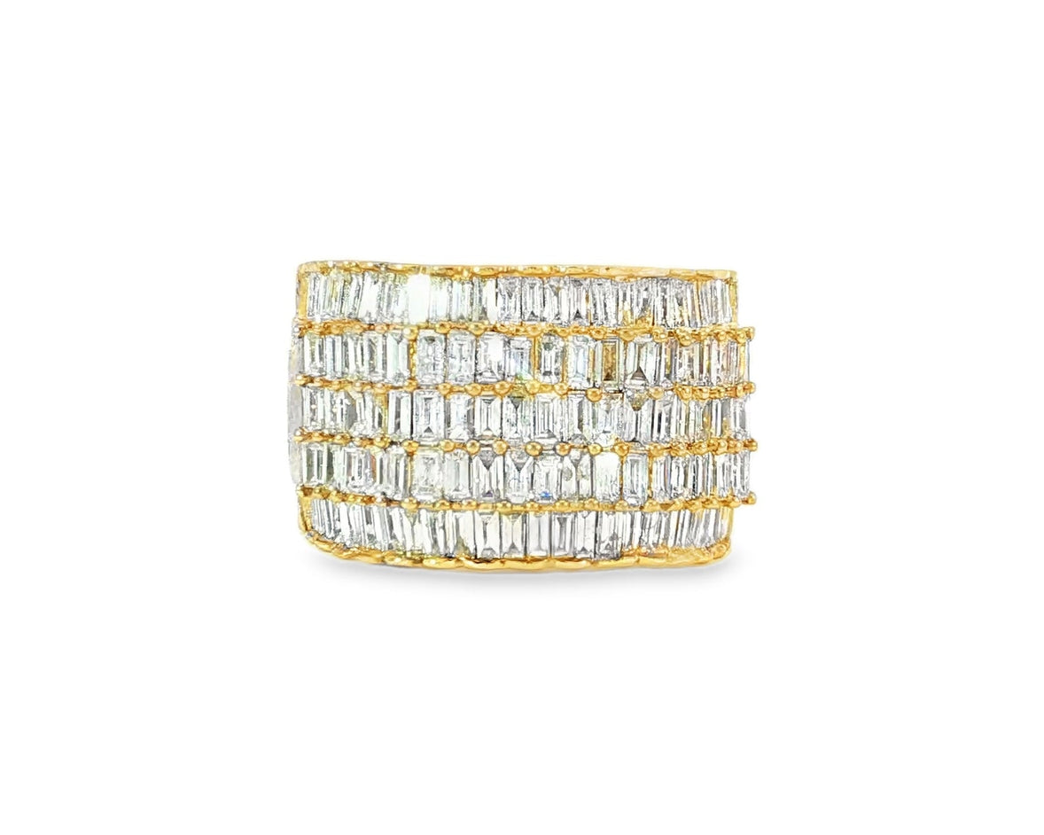 10K Gold Wide Baguette Diamond Ring with Clean Row Setting 3.00ct - AVI THE JEWELER