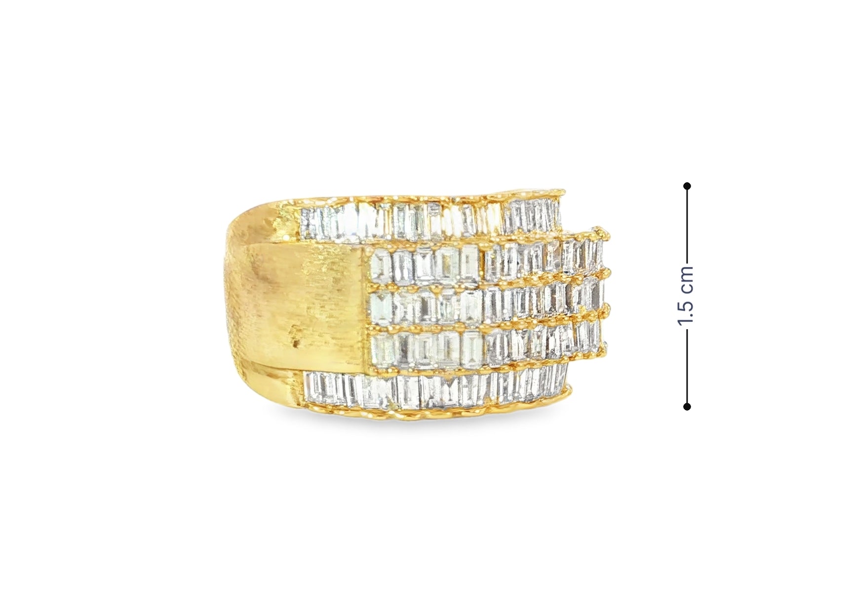 10K Gold Wide Baguette Diamond Ring with Clean Row Setting 3.00ct - AVI THE JEWELER