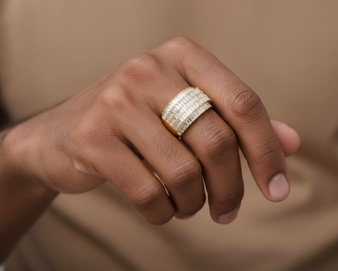 10K Gold Wide Baguette Diamond Ring with Clean Row Setting 3.00ct - AVI THE JEWELER
