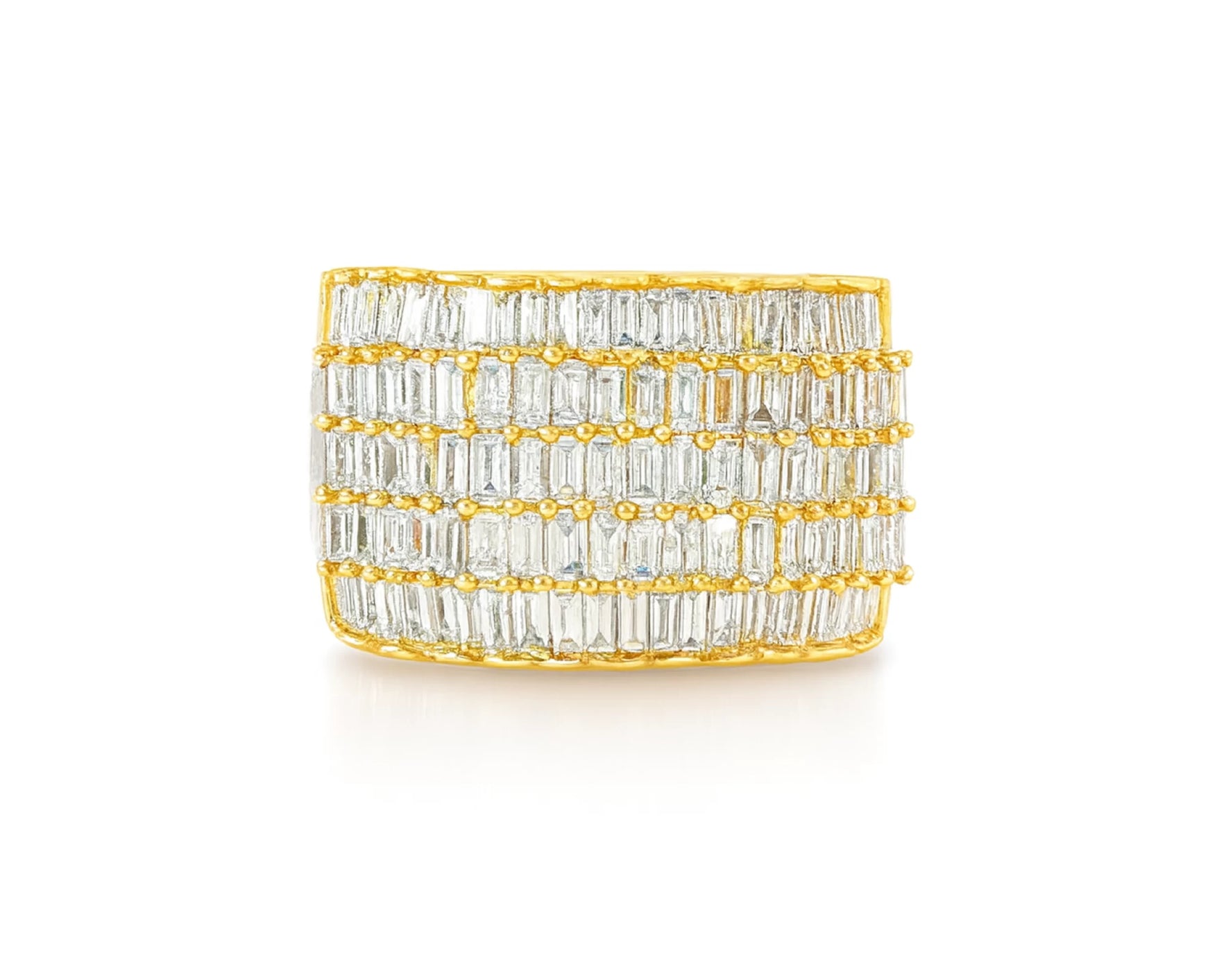 10K Gold Wide Baguette Diamond Ring with Clean Row Setting 3.00ct – lifestyle 1634
