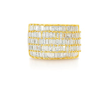 10K Gold Wide Baguette Diamond Ring with Clean Row Setting 3.00ct