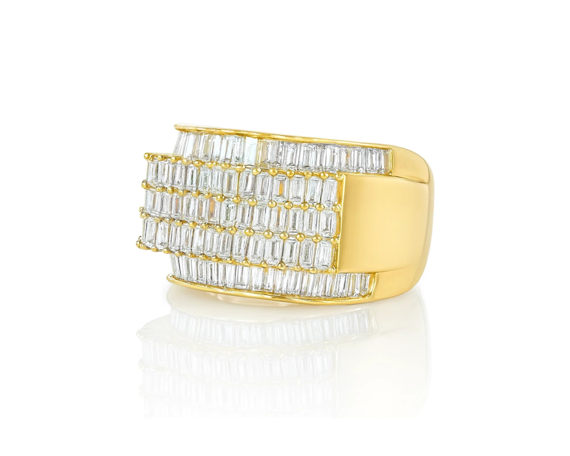 10K Gold Wide Baguette Diamond Ring with Clean Row Setting 3.00ct – lifestyle 1635