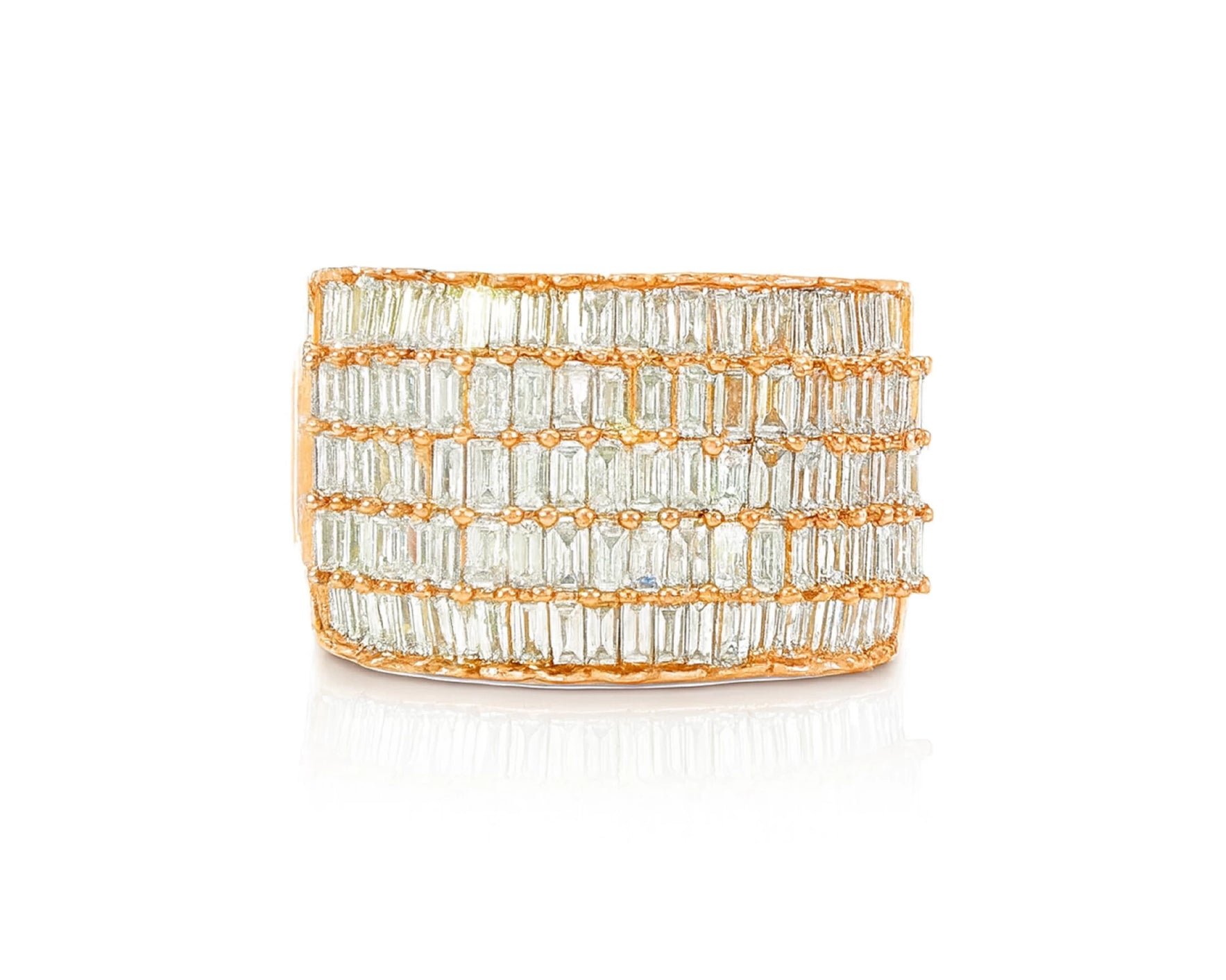 10K Gold Wide Baguette Diamond Ring with Clean Row Setting 3.00ct – lifestyle 1636