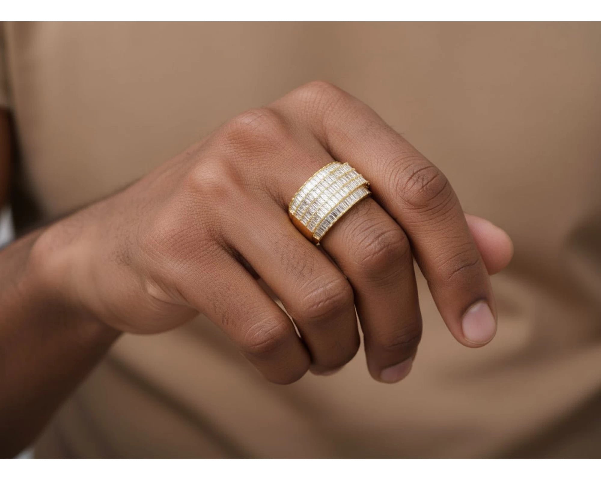 10K Gold Wide Baguette Diamond Ring with Clean Row Setting 3.00ct – view 2