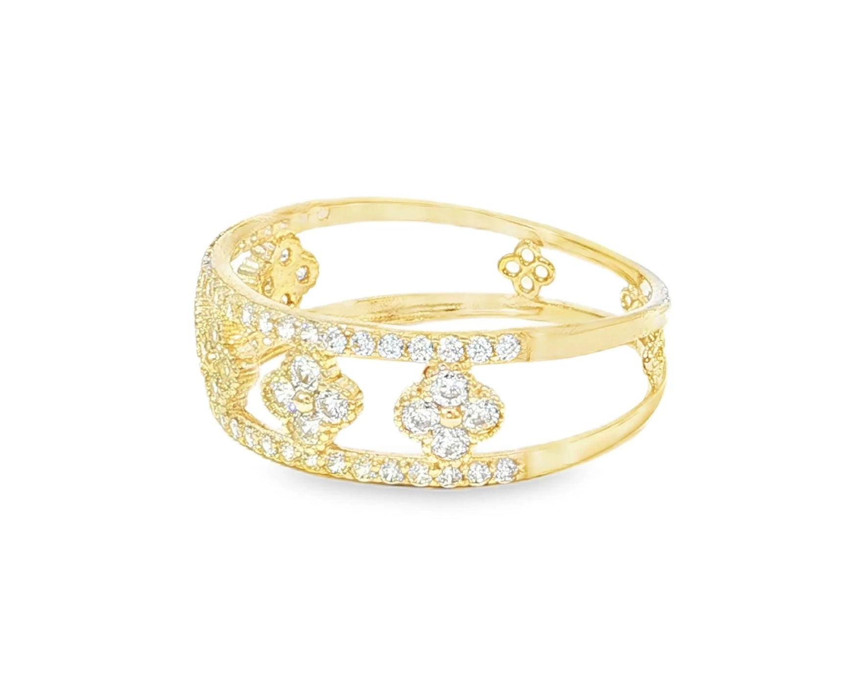 10K Gold Wide Filigree Band with Pavé Cubic Zirconia Accents – lifestyle 2966