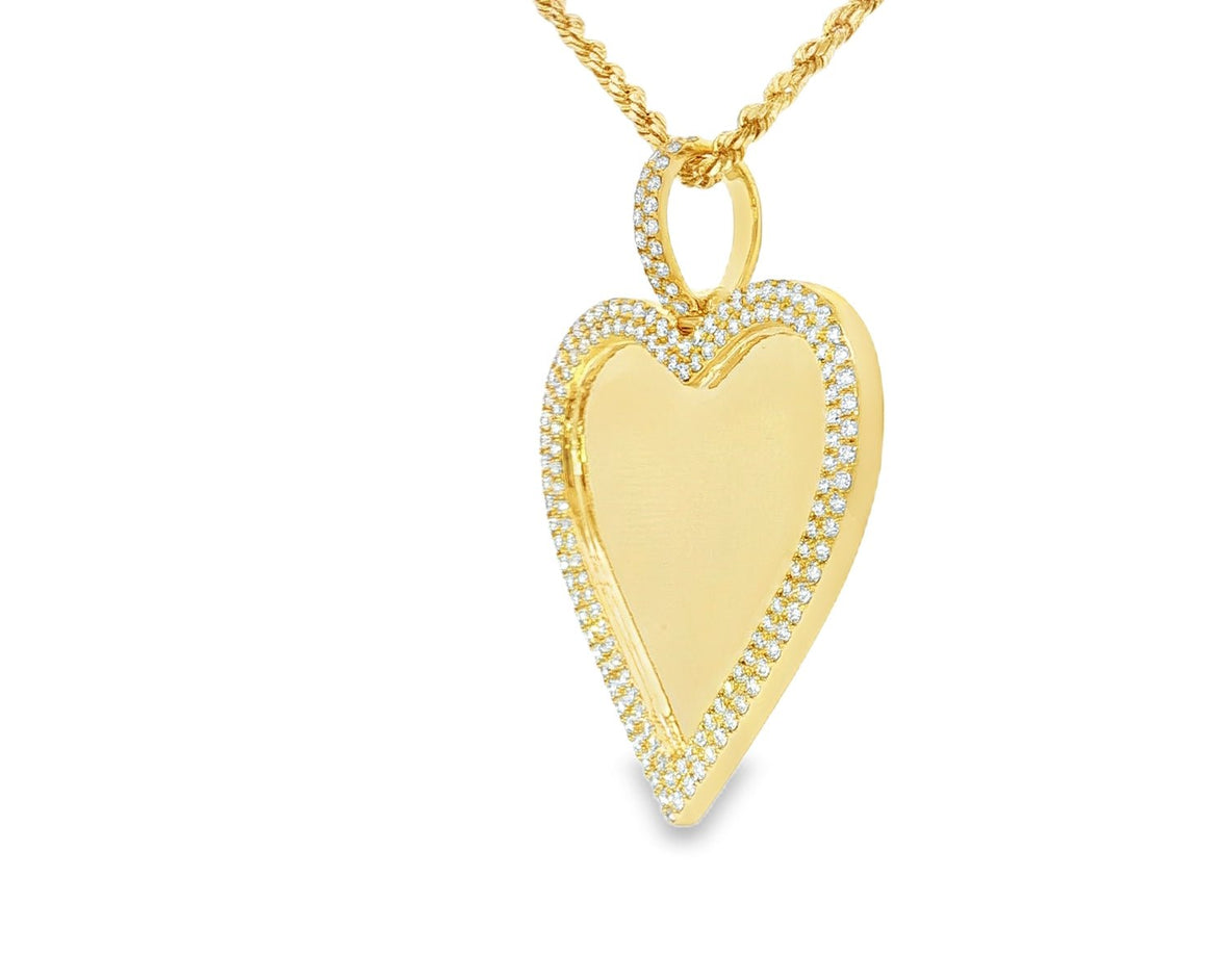 10k Heart Memory Charm Pendant with Double Halo Round - Cut 2.04ct - AVI THE JEWELER