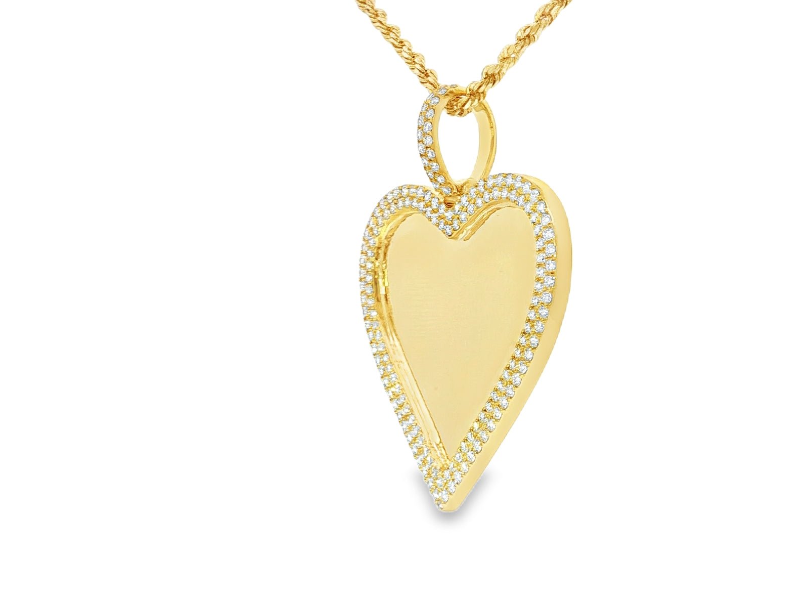 10k Heart Memory Charm Pendant with Double Halo Round - Cut 2.04ct - AVI THE JEWELER