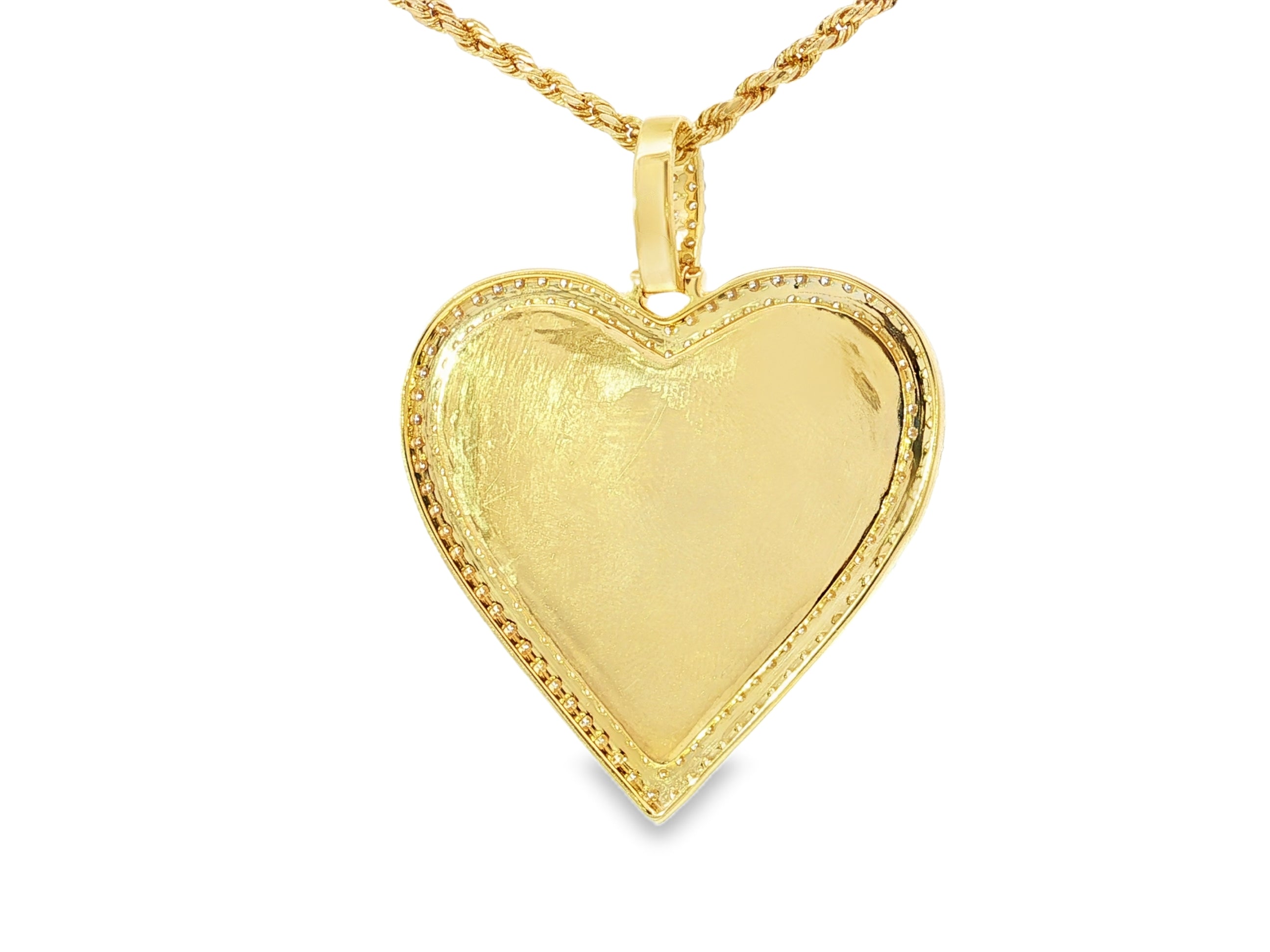 10k Heart Memory Charm Pendant with Double Halo Round - Cut 2.04ct - AVI THE JEWELER