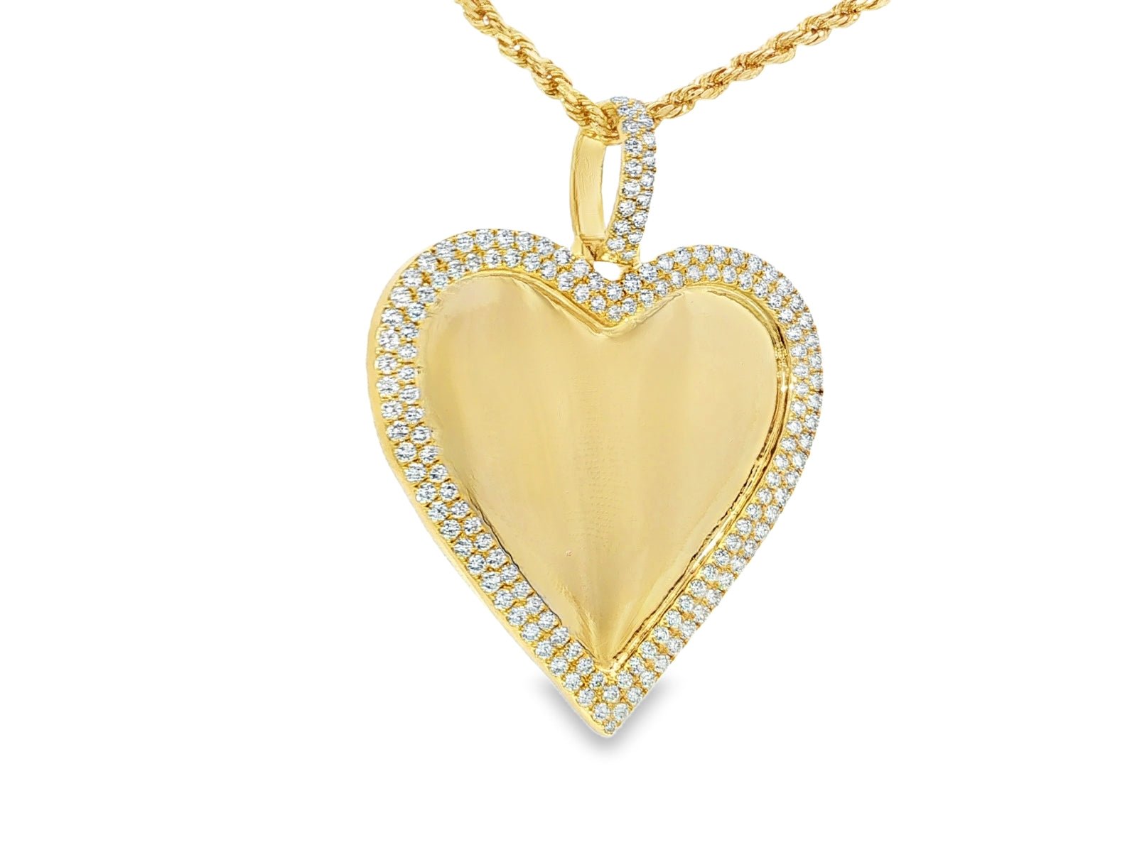 10k Heart Memory Charm Pendant with Double Halo Round - Cut 2.04ct - AVI THE JEWELER