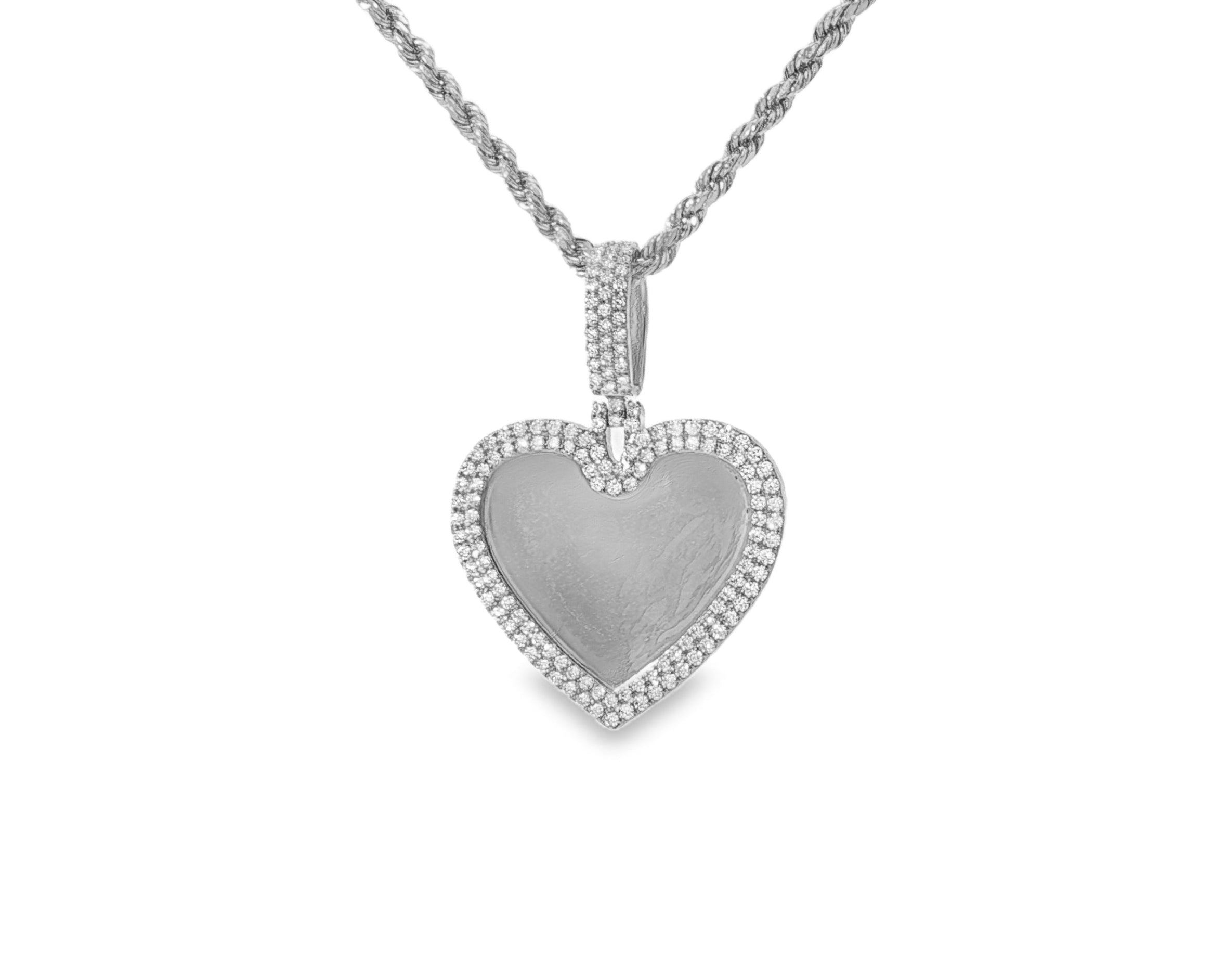 10k Heart Memory Charm Pendant with Round - Cut Halo Design 0.77ct - AVI THE JEWELER