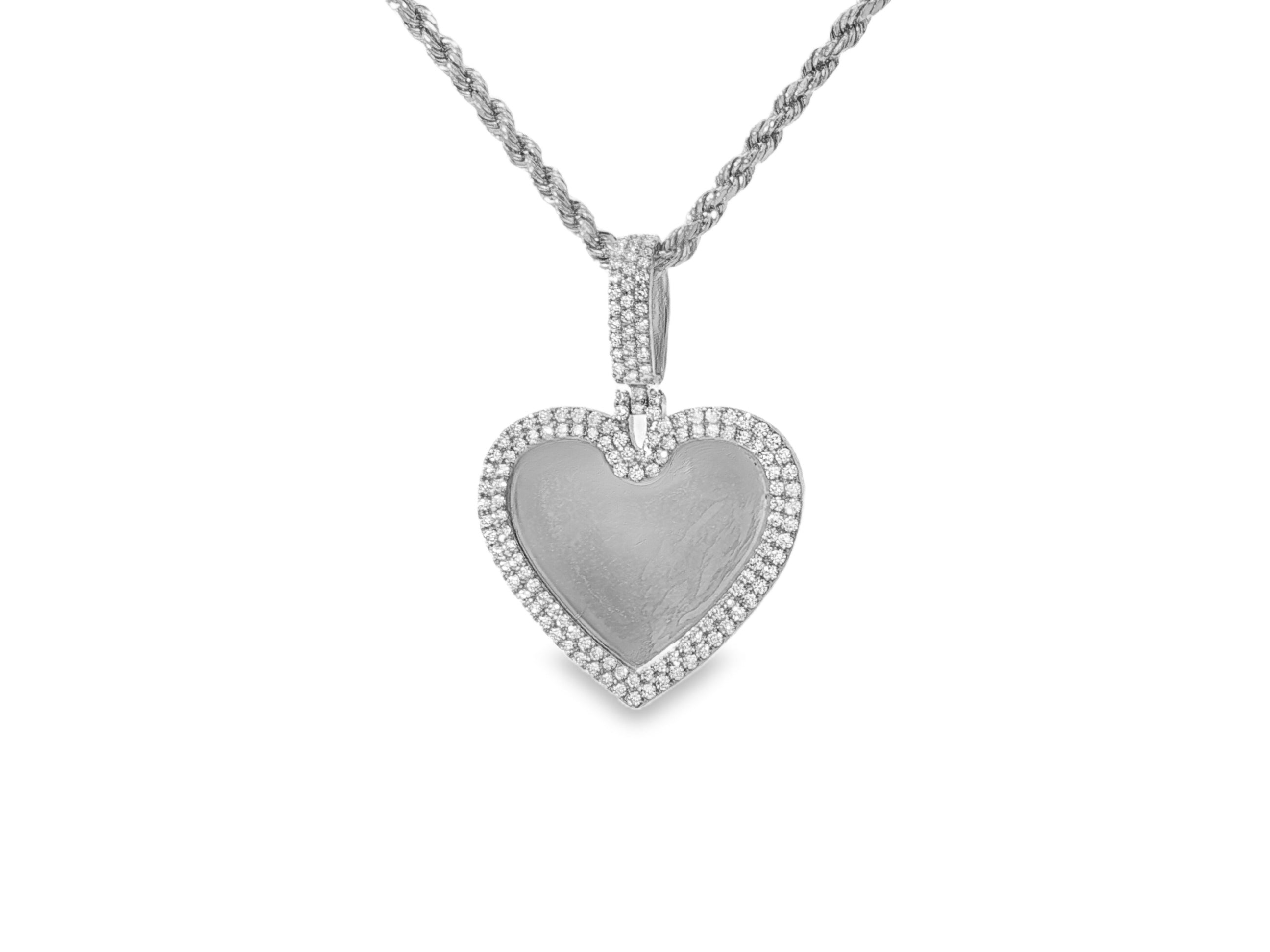 10k Heart Memory Charm Pendant with Round - Cut Halo Design 0.77ct - AVI THE JEWELER
