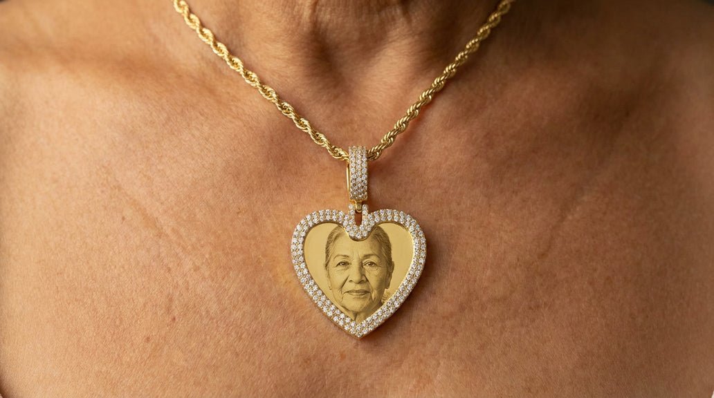 10k Heart Memory Charm Pendant with Round - Cut Halo Design 0.77ct - AVI THE JEWELER